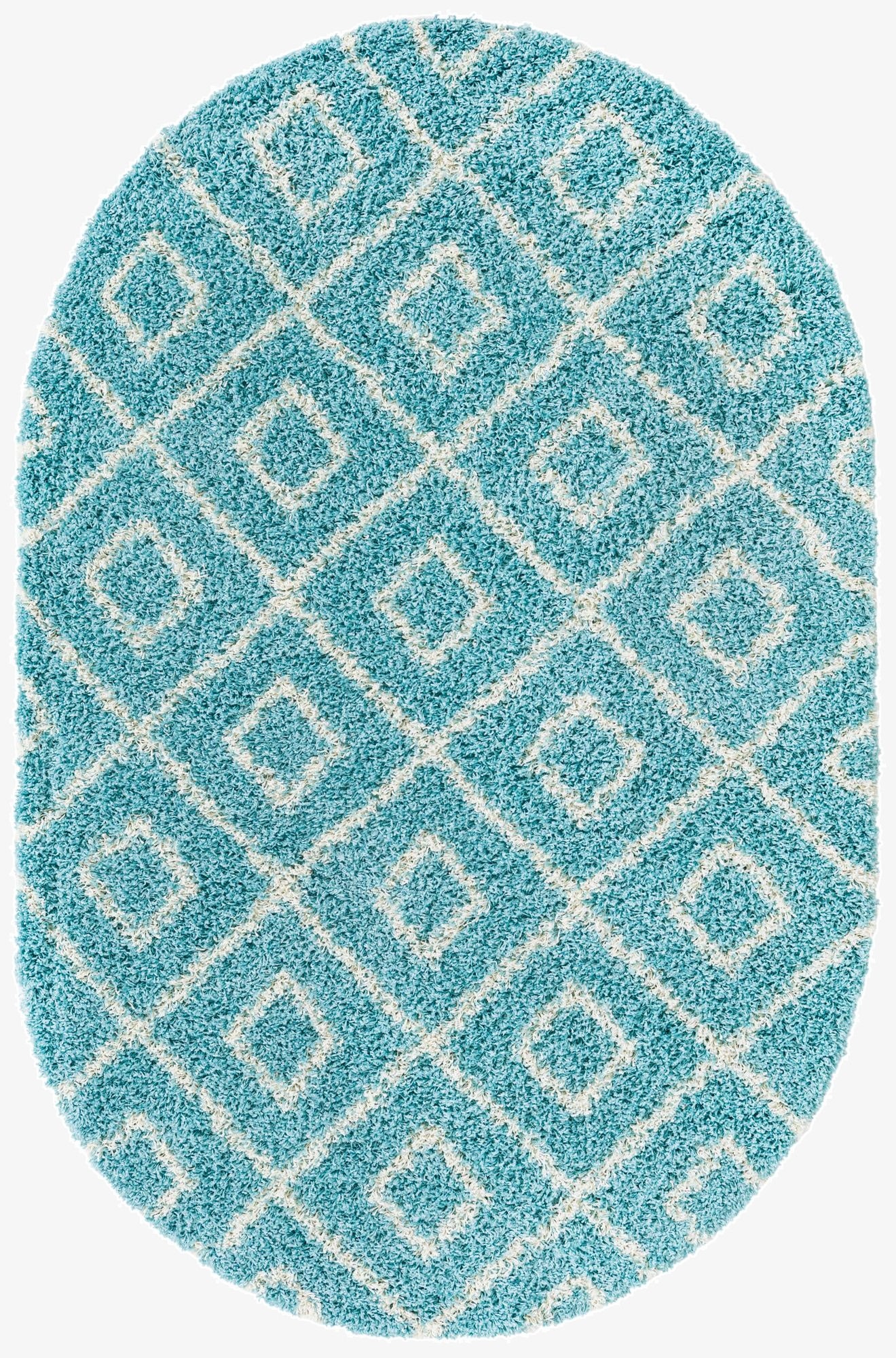  5' 3 x 8' Lattice Shag Oval Rug