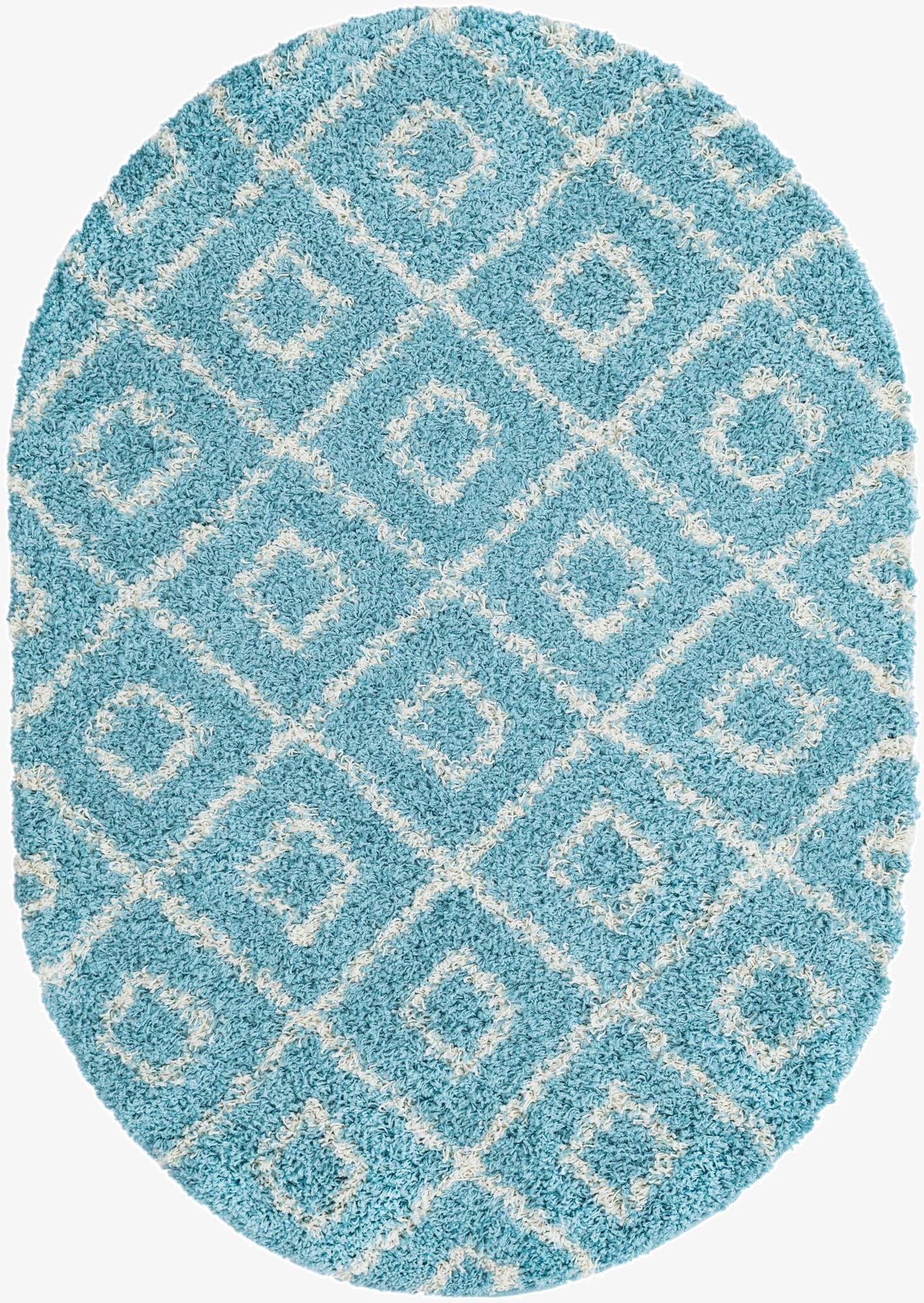  4' x 6' Lattice Shag Oval Rug