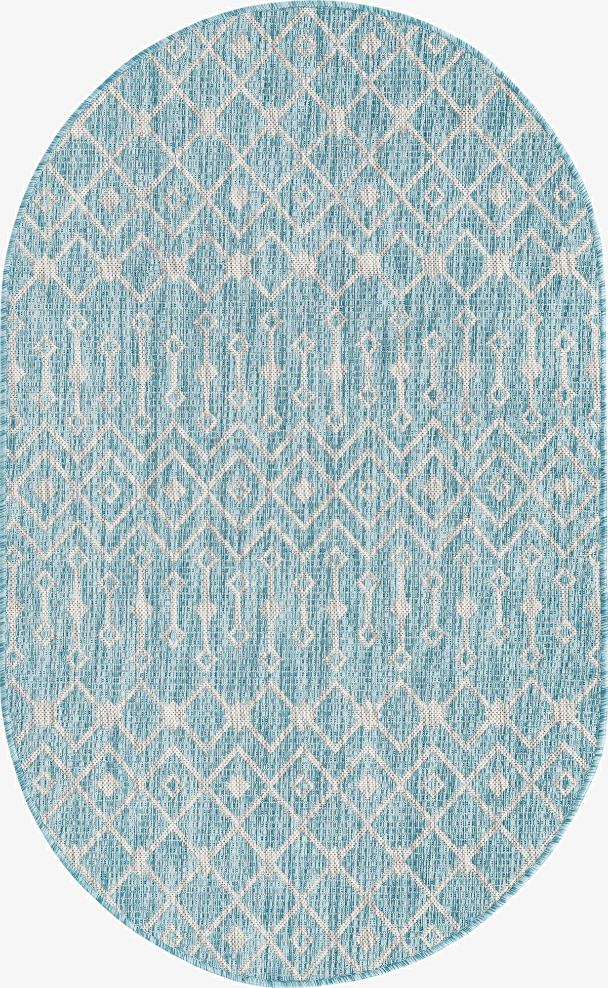  3' x 5' 3  Washable Lattice Indoor / Outdoor Oval Rug