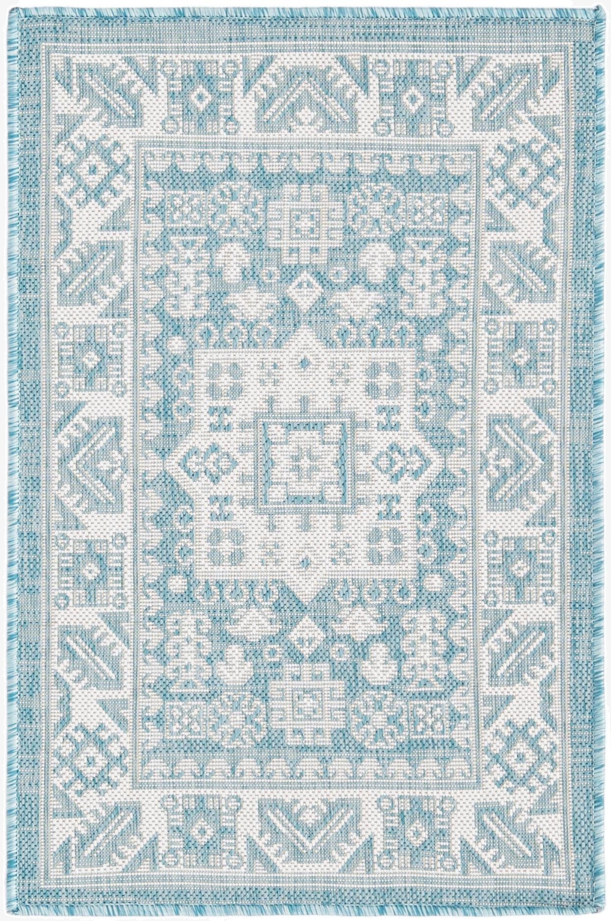 Primary image  2' x 3'  Washable Aztec Indoor / Outdoor Rug