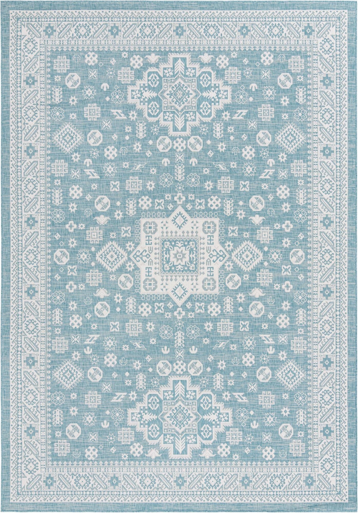  10' x 14'  Washable Aztec Indoor / Outdoor Rug