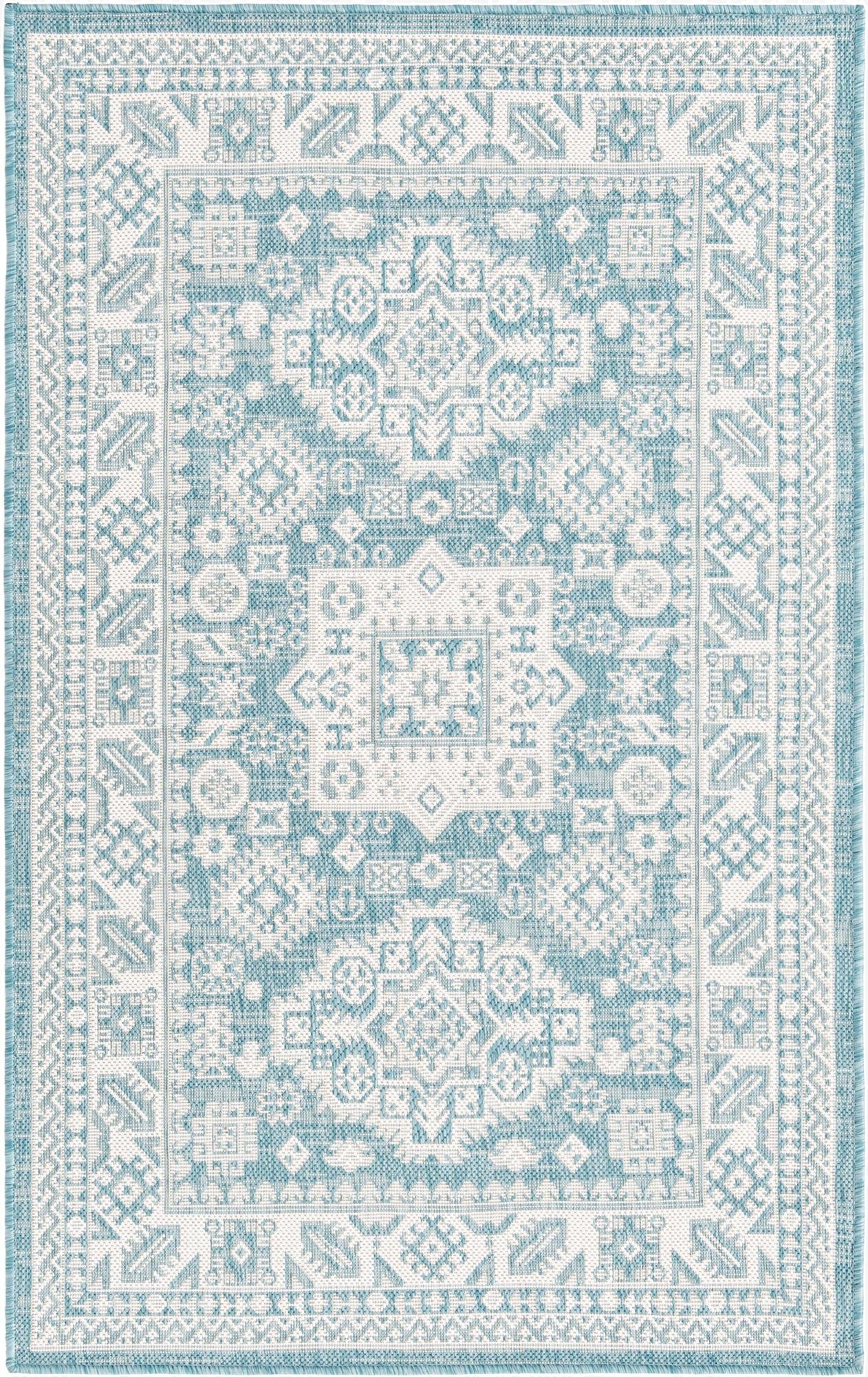  3' x 5' 3  Washable Aztec Indoor / Outdoor Rug
