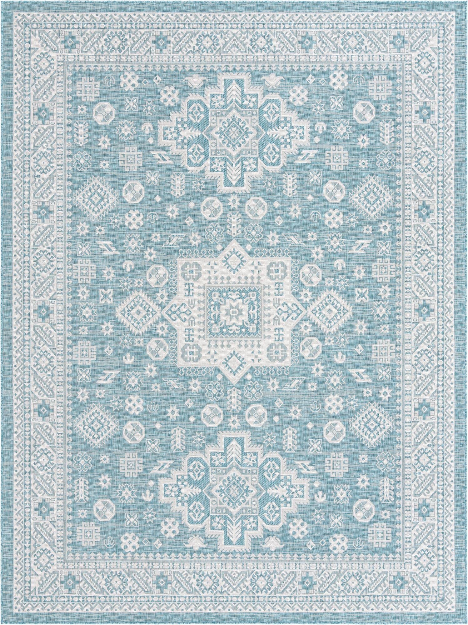 Primary image  9' x 12'  Washable Aztec Indoor / Outdoor Rug