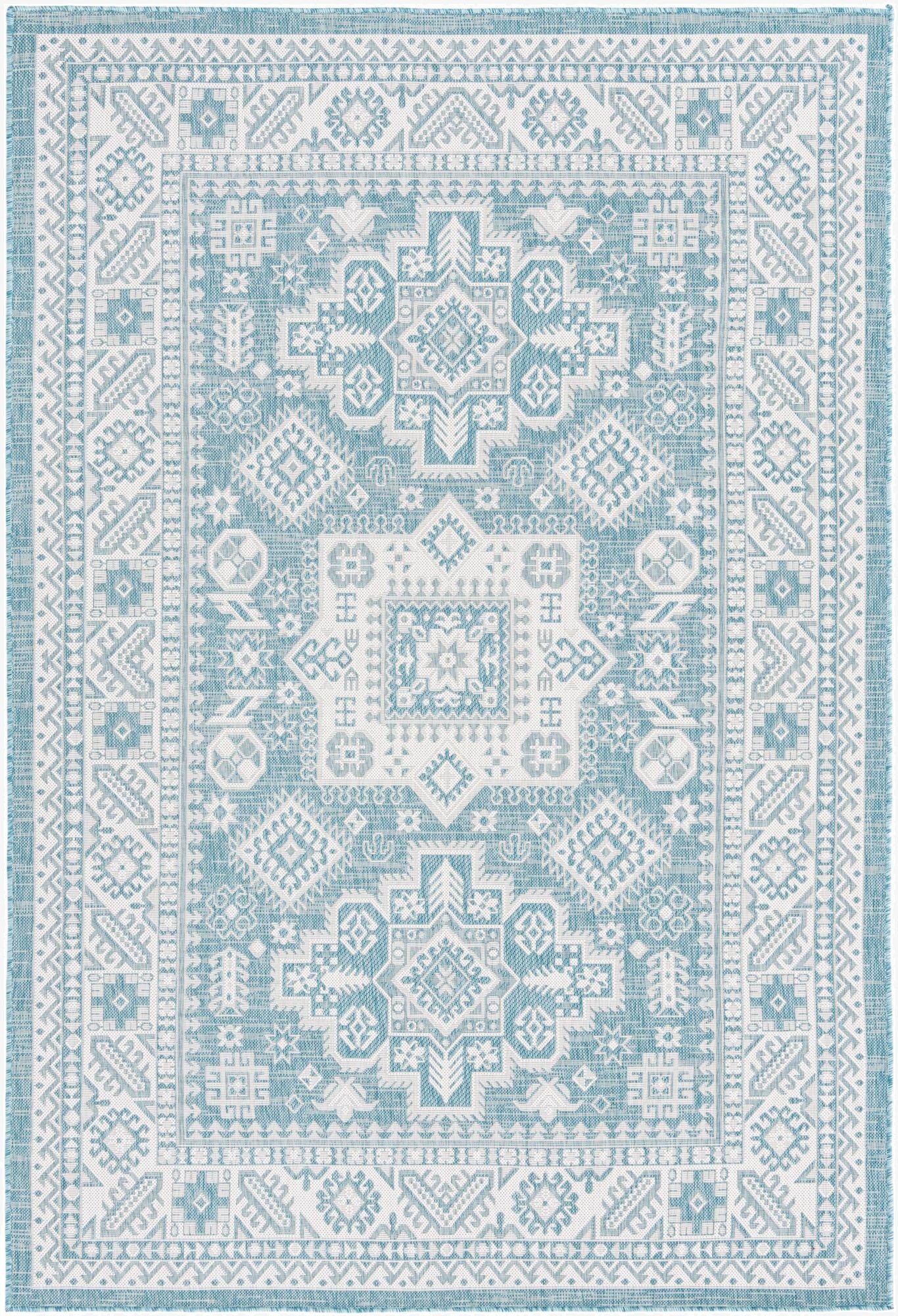  6' x 9'  Washable Aztec Indoor / Outdoor Rug