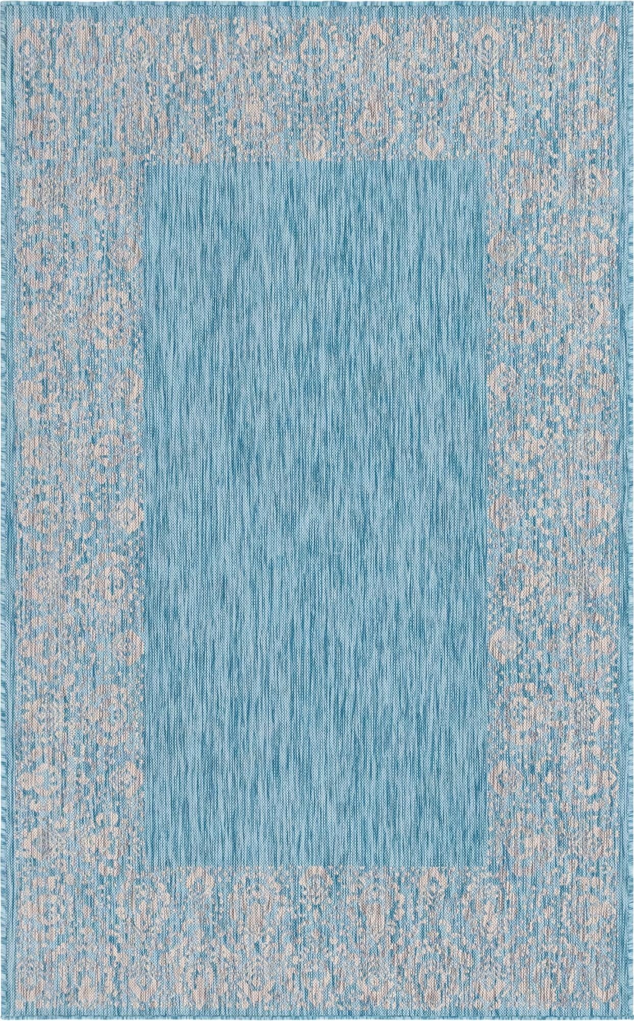 Primary image  5' 3 x 8'  Washable Border Indoor / Outdoor Rug