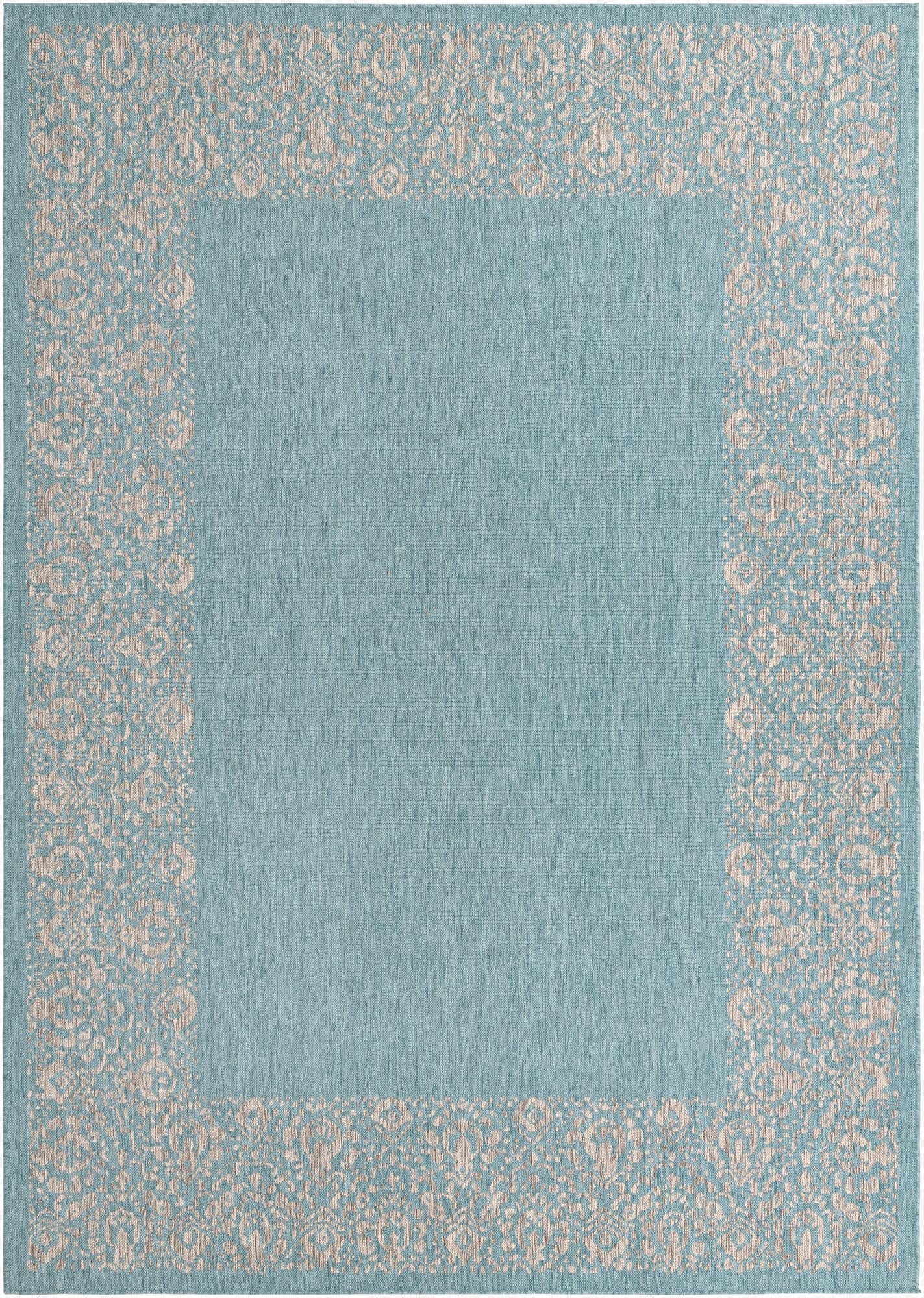  7' 10 x 11'  Washable Border Indoor / Outdoor Rug