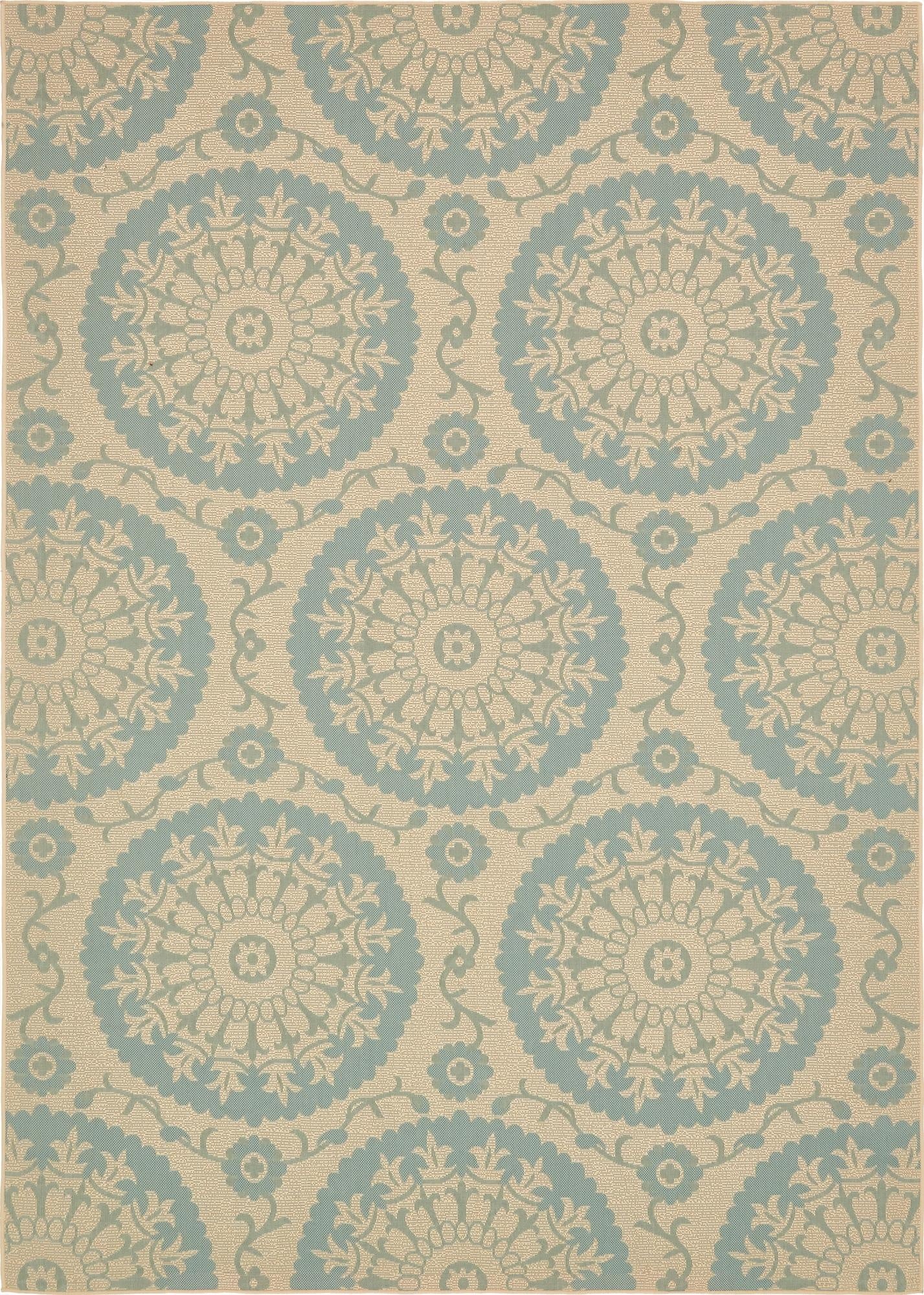  8' x 11' 4  Washable Botanical Indoor / Outdoor Rug