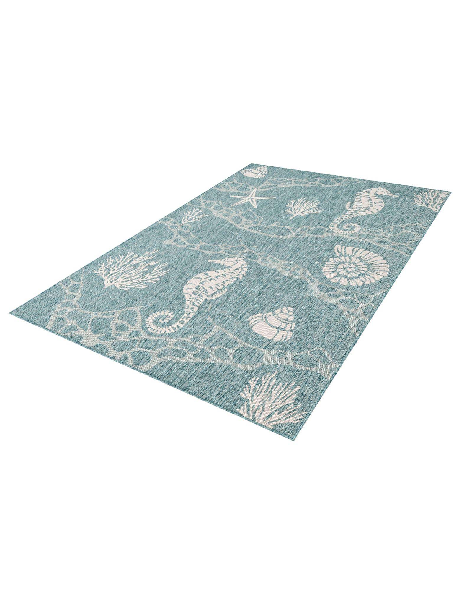 Aqua 6' x 9' Washable Coastal Indoor / Outdoor Rug | Rugs.com
