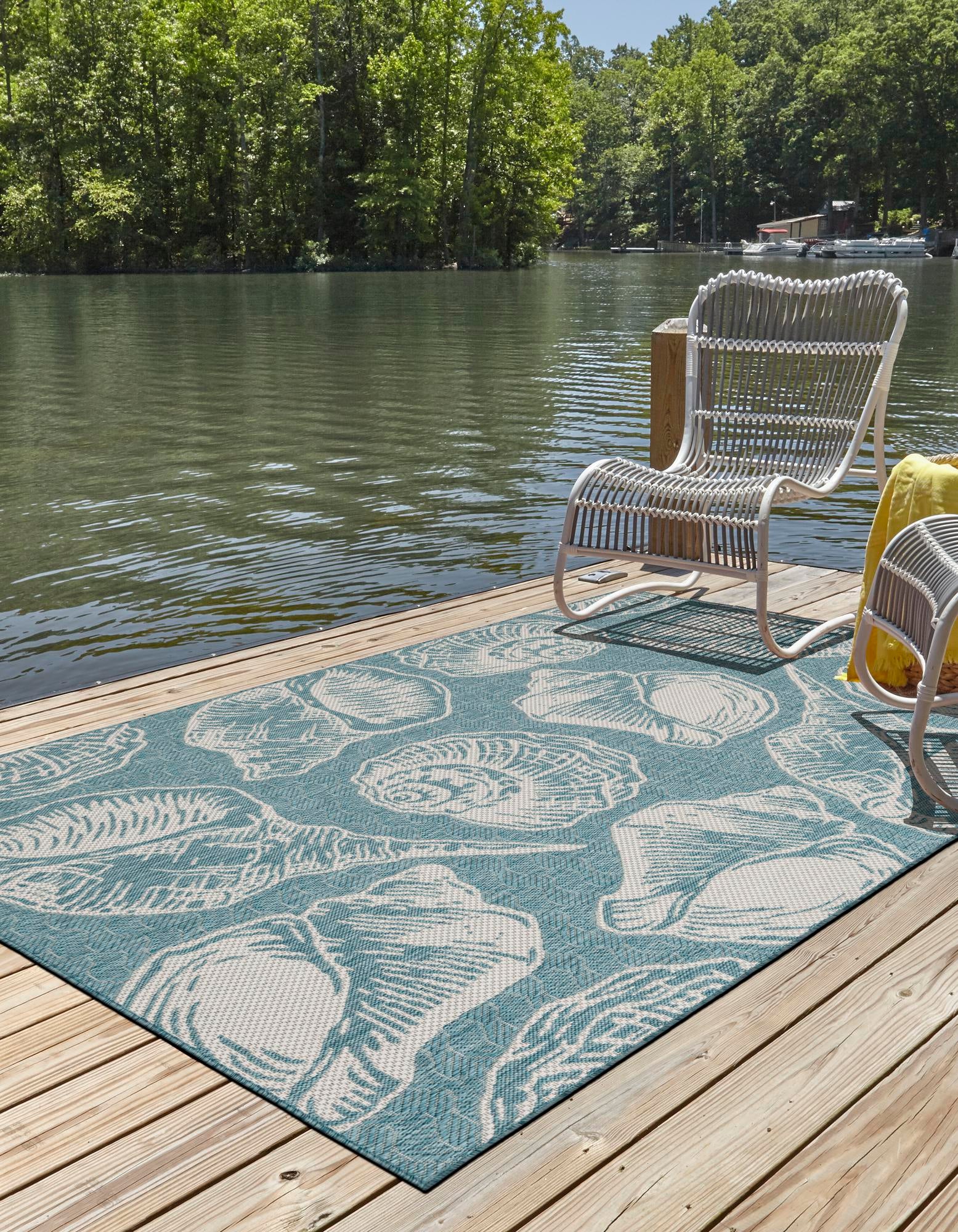 Aqua 2' x 3' Coastal Indoor / Outdoor Rug | Rugs.com