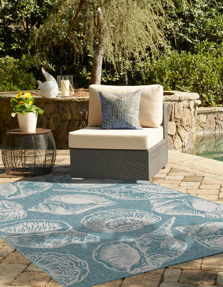 Detail image of  10' x 14'  Washable Coastal Indoor / Outdoor Rug