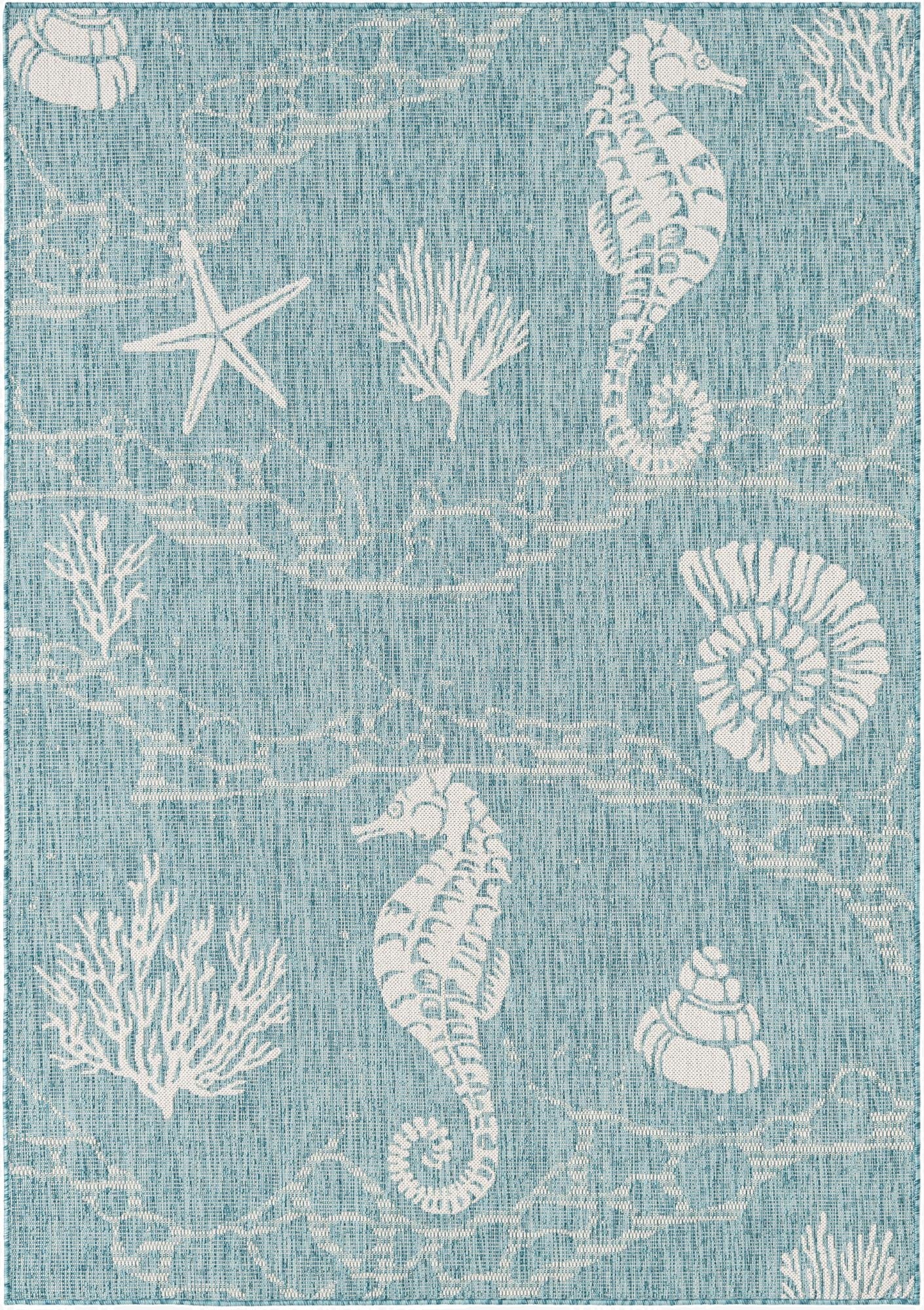 Primary image  5' 3 x 8'  Washable Coastal Indoor / Outdoor Rug