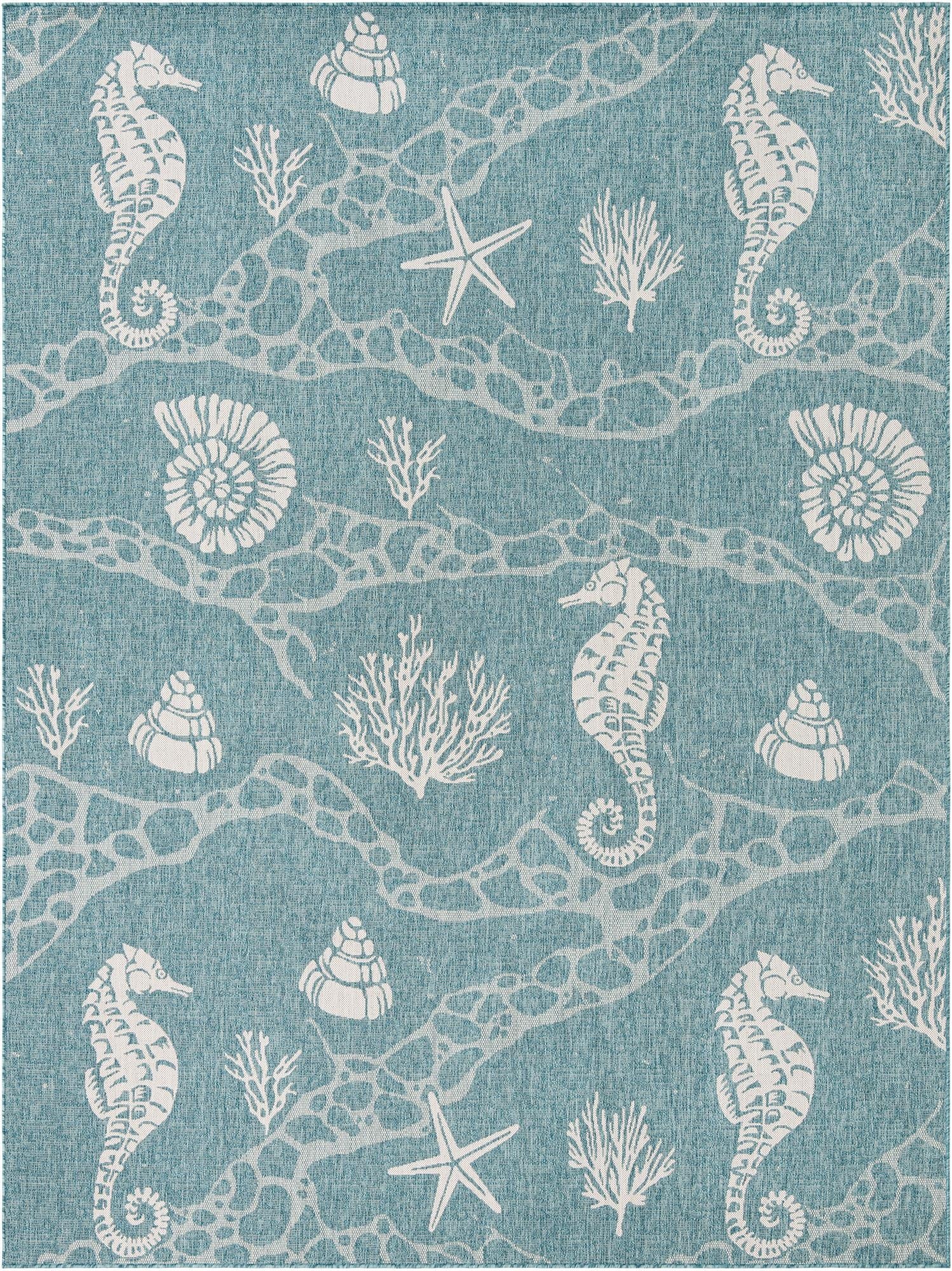 Primary image  9' x 12'  Washable Coastal Indoor / Outdoor Rug