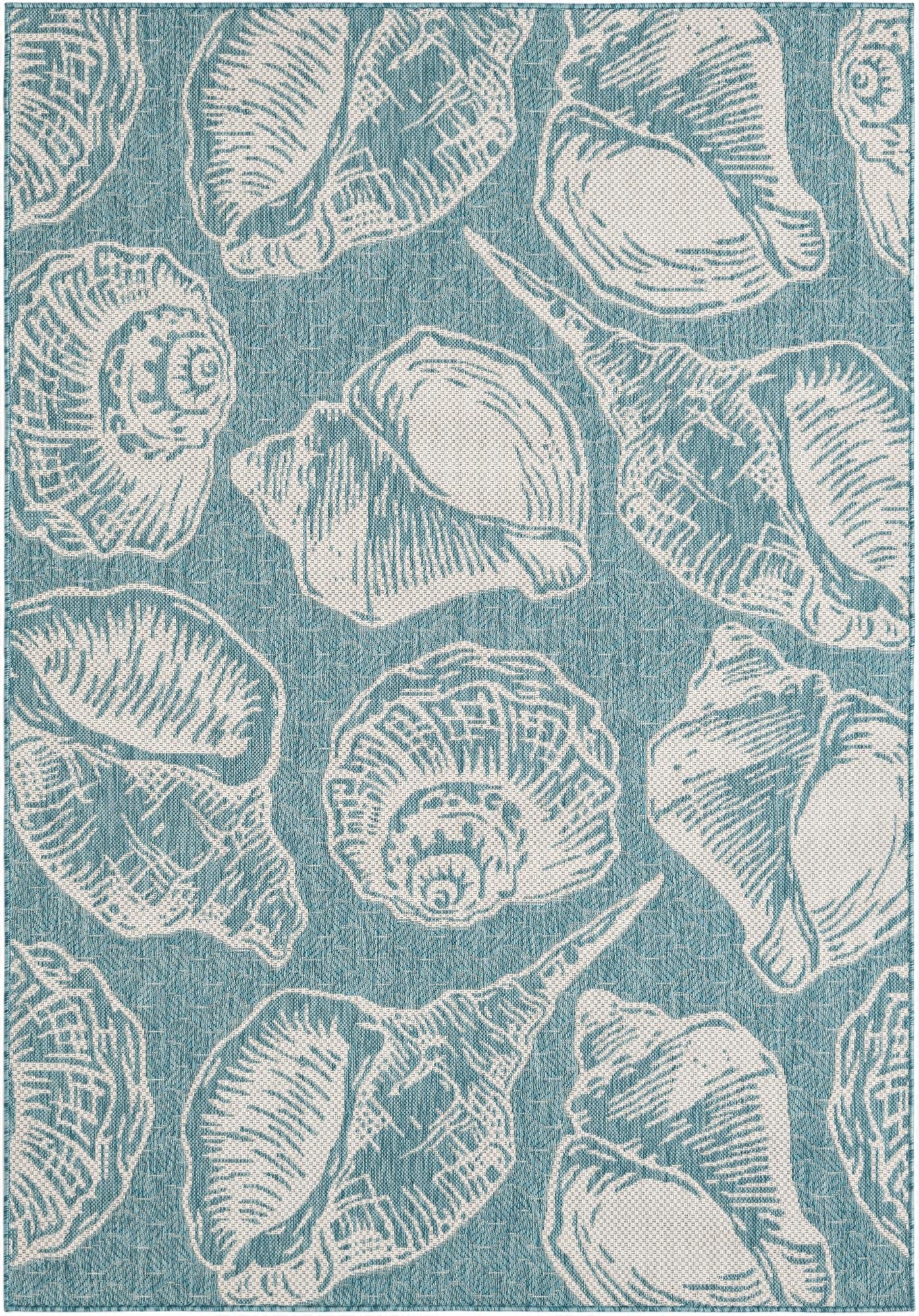  5' 3 x 8'  Washable Coastal Indoor / Outdoor Rug