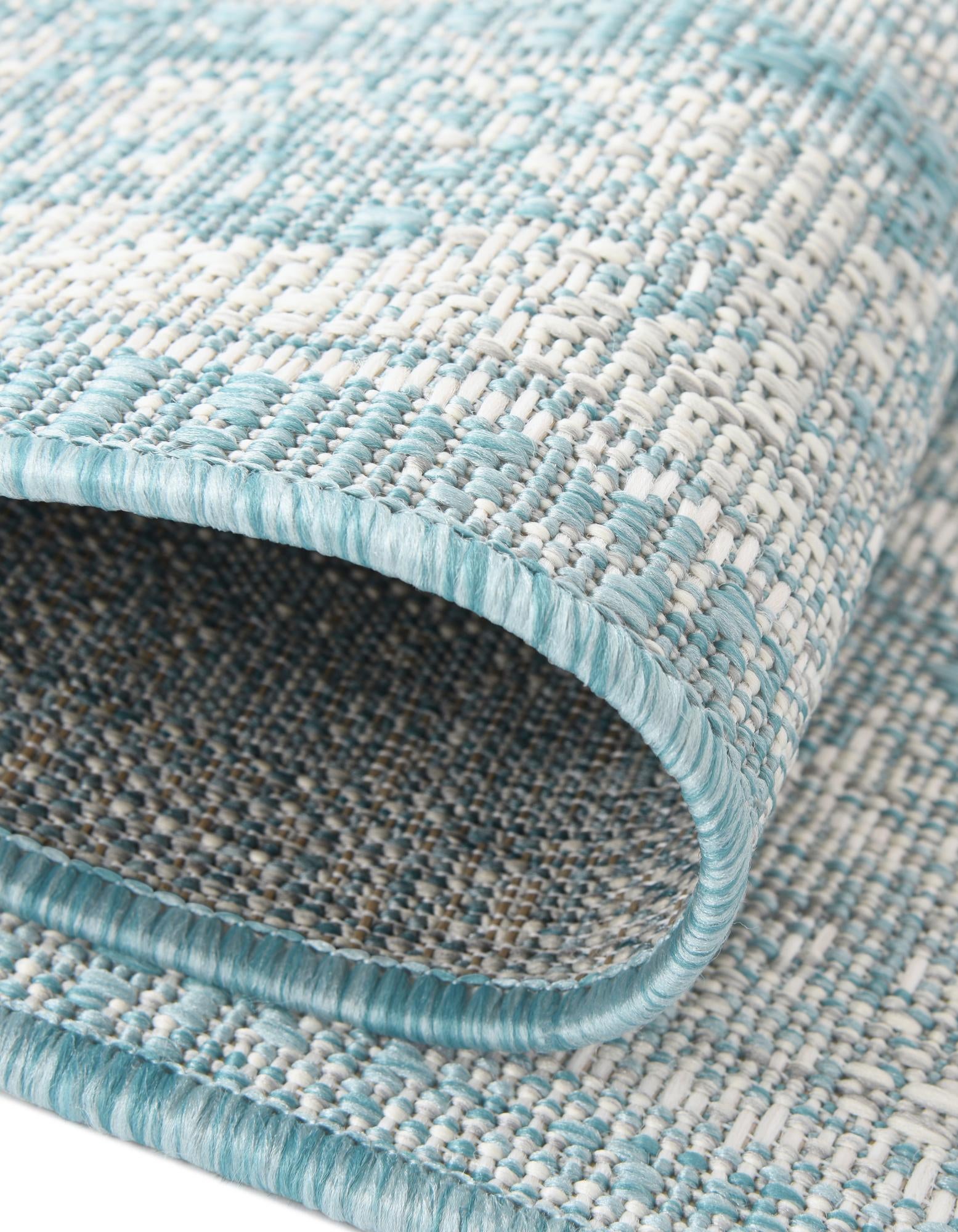 Aqua 7' 10 x 11' Traditional Indoor / Outdoor Rug | Rugs.com