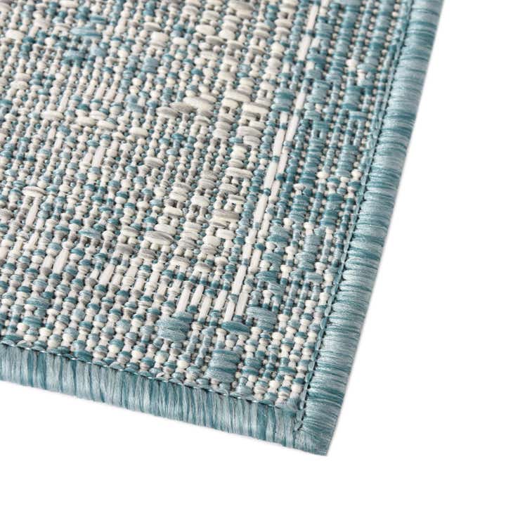 Aqua 7' 10 x 11' Traditional Indoor / Outdoor Rug | Rugs.com