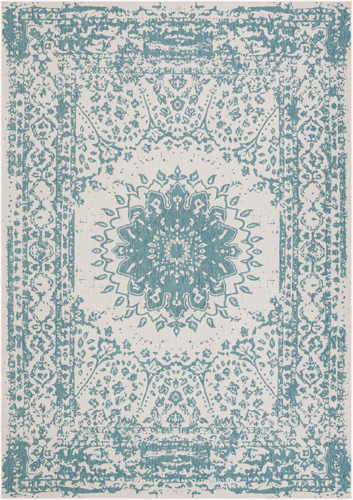  10' x 14'  Washable Traditional Indoor / Outdoor Rug