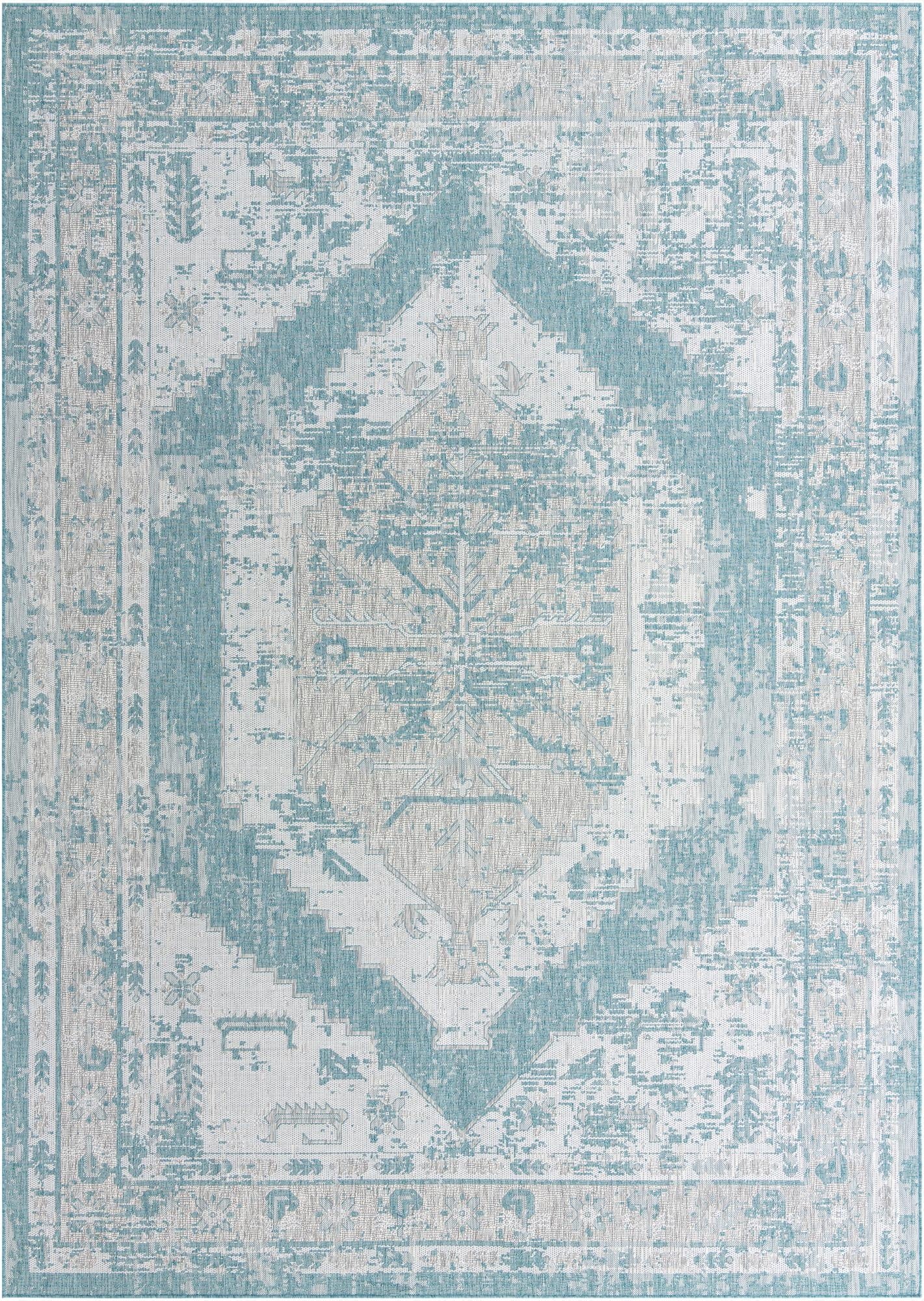 10' x 14'  Washable Traditional Indoor / Outdoor Rug