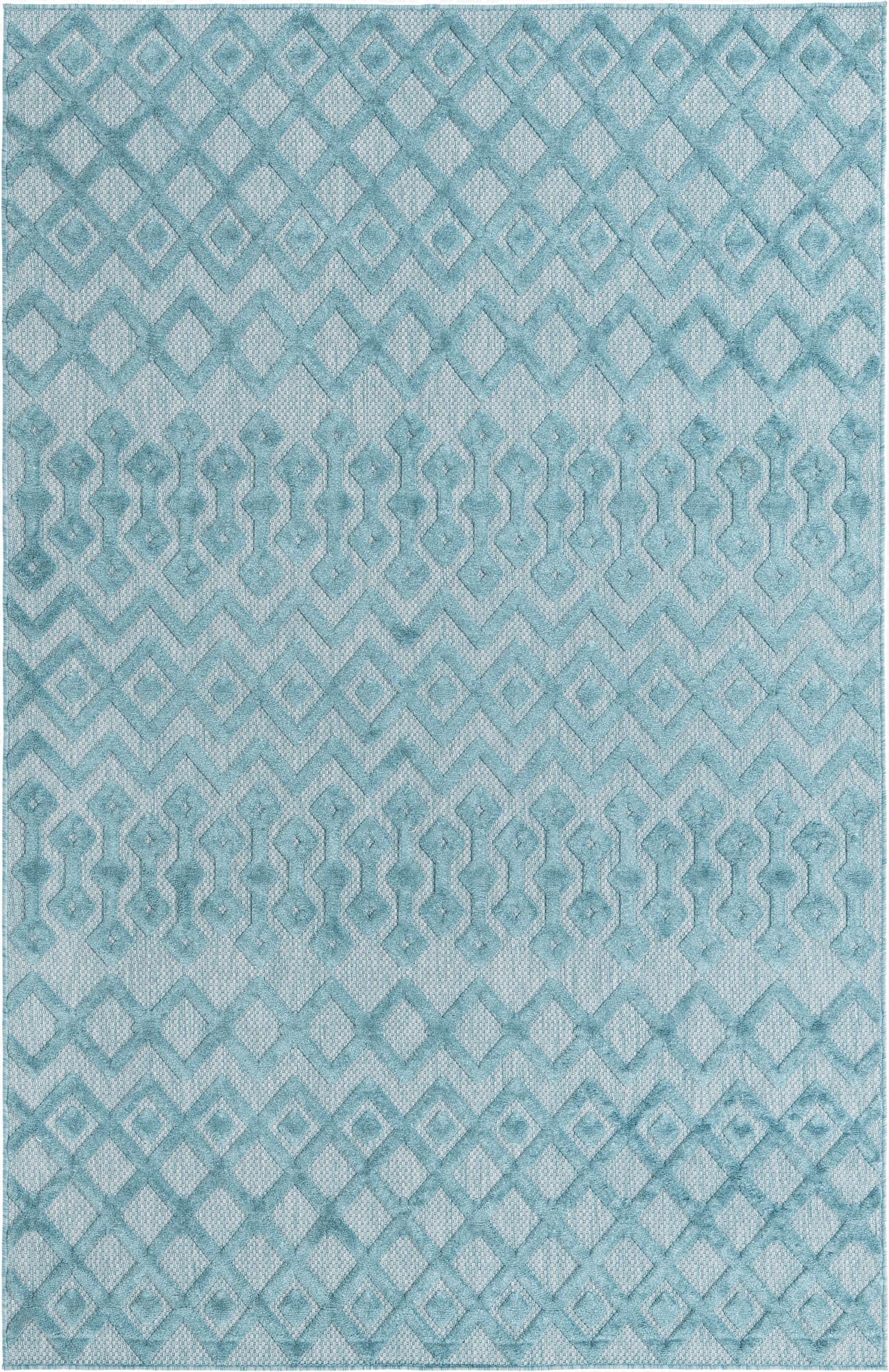  6' x 9'  Washable Trellis Textured Indoor / Outdoor Rug