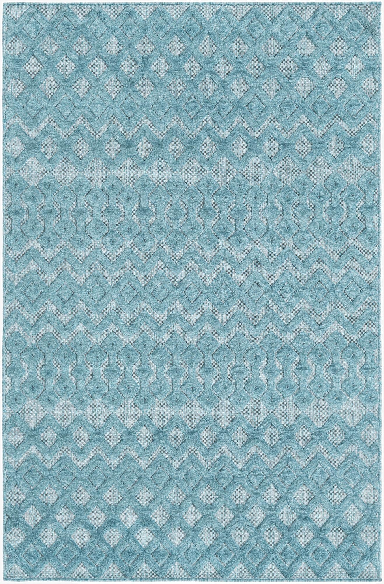  4' x 6'  Washable Trellis Textured Indoor / Outdoor Rug