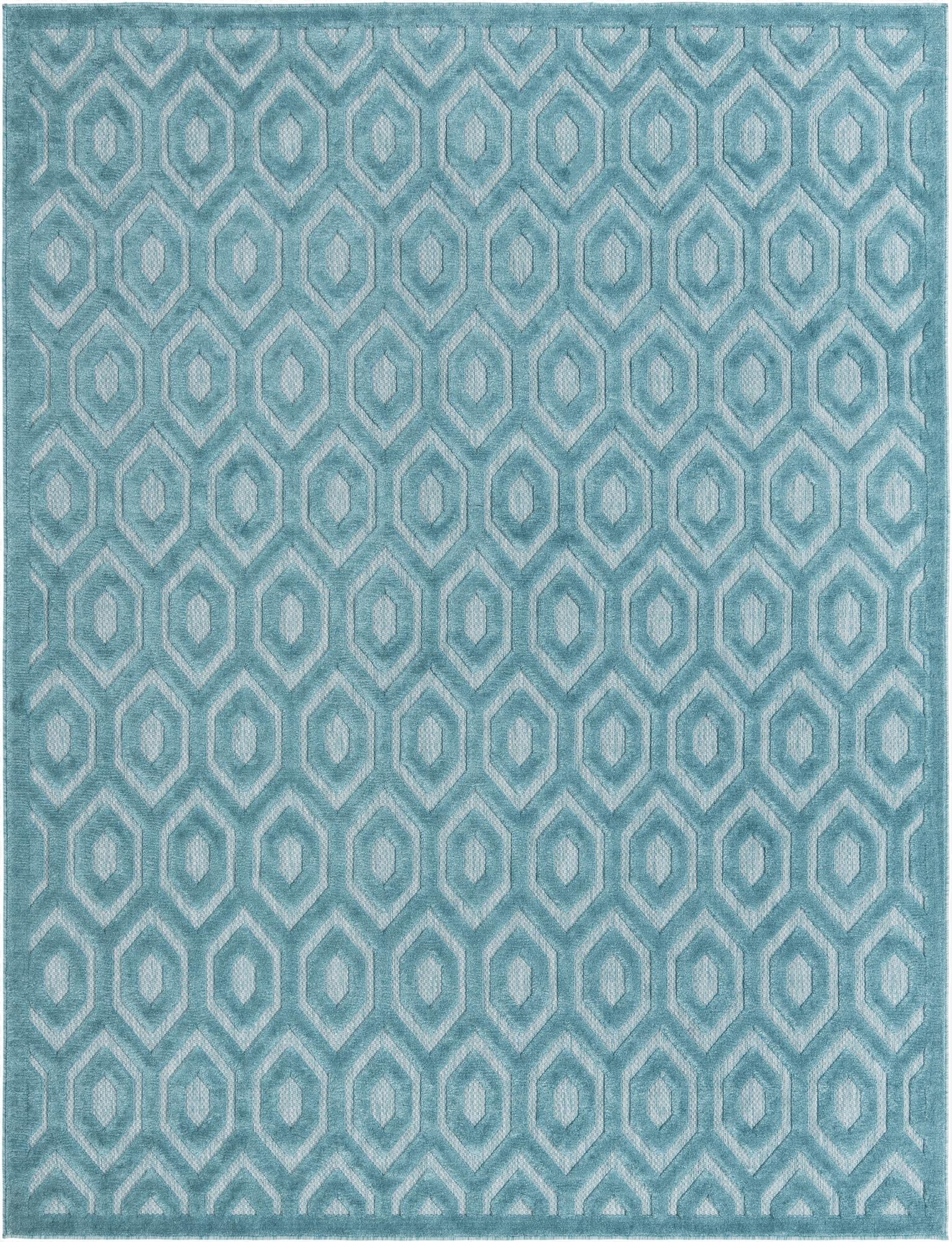  7' 10 x 10'  Washable Trellis Textured Indoor / Outdoor Rug