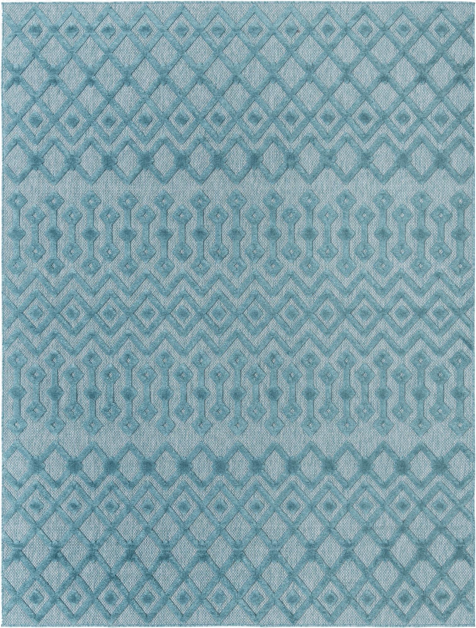  7' 10 x 10'  Washable Trellis Textured Indoor / Outdoor Rug