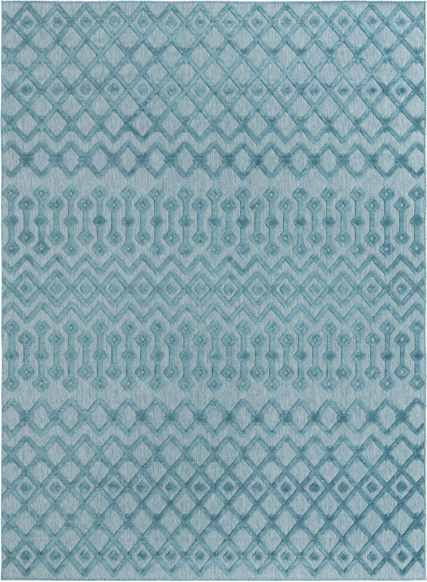  9' x 12'  Washable Trellis Textured Indoor / Outdoor Rug