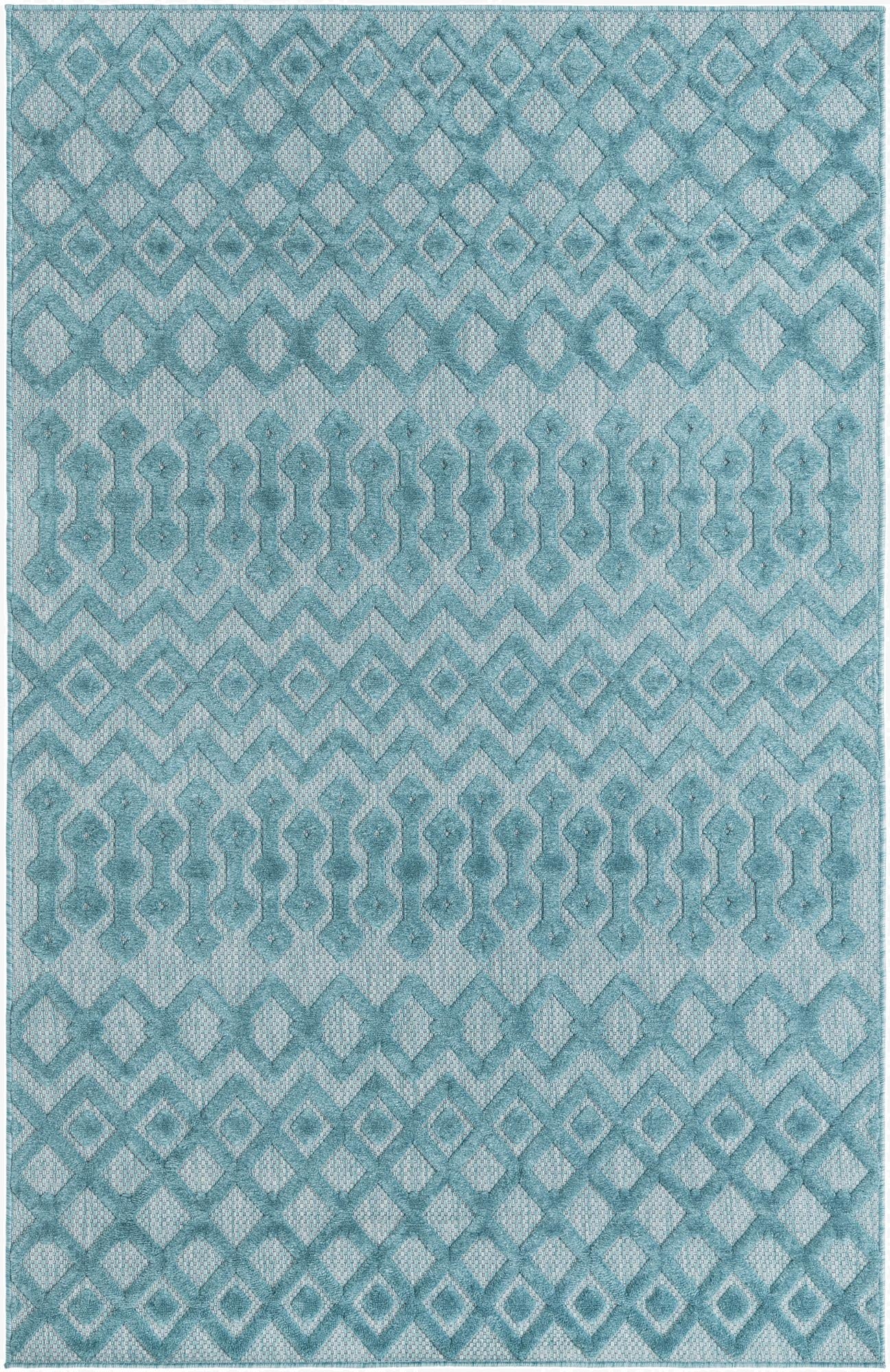  5' 3 x 8'  Washable Trellis Textured Indoor / Outdoor Rug