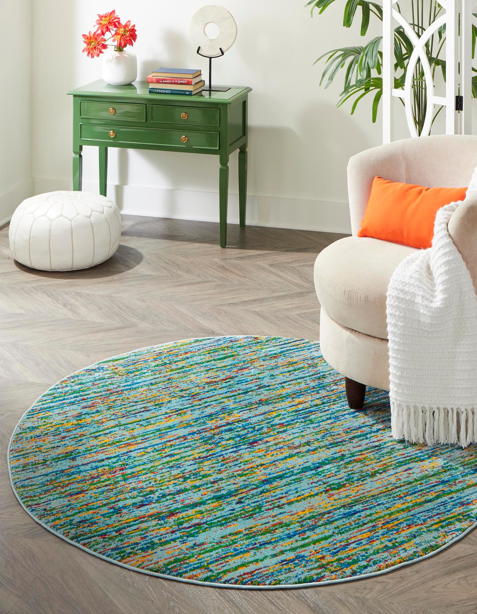 Aqua 7' 10 x 7' 10 Calypso Round Rug | Rugs.com