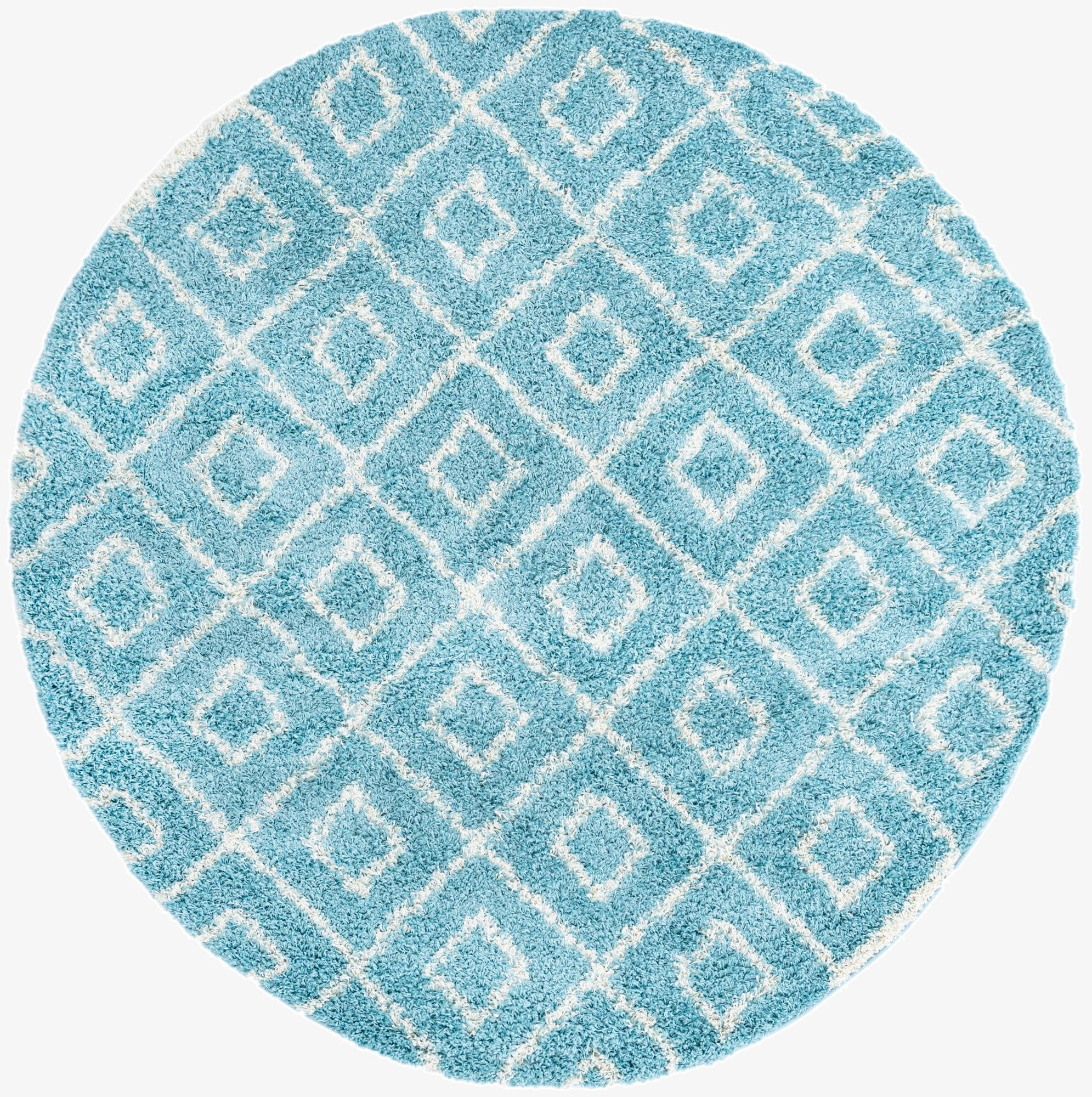  7' 10 x 7' 10 Lattice Shag Round Rug