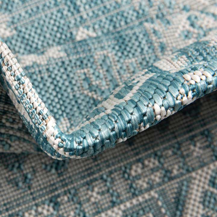 Aqua 3' 3 x 3' 3 Aztec Outdoor Round Rug | Rugs.com