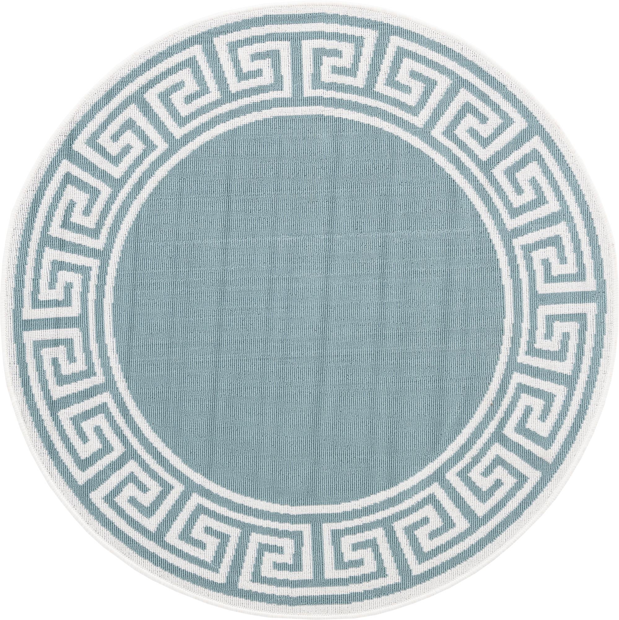 Aqua 4' x 4' Coastal Indoor / Outdoor Round Rug | Rugs.com
