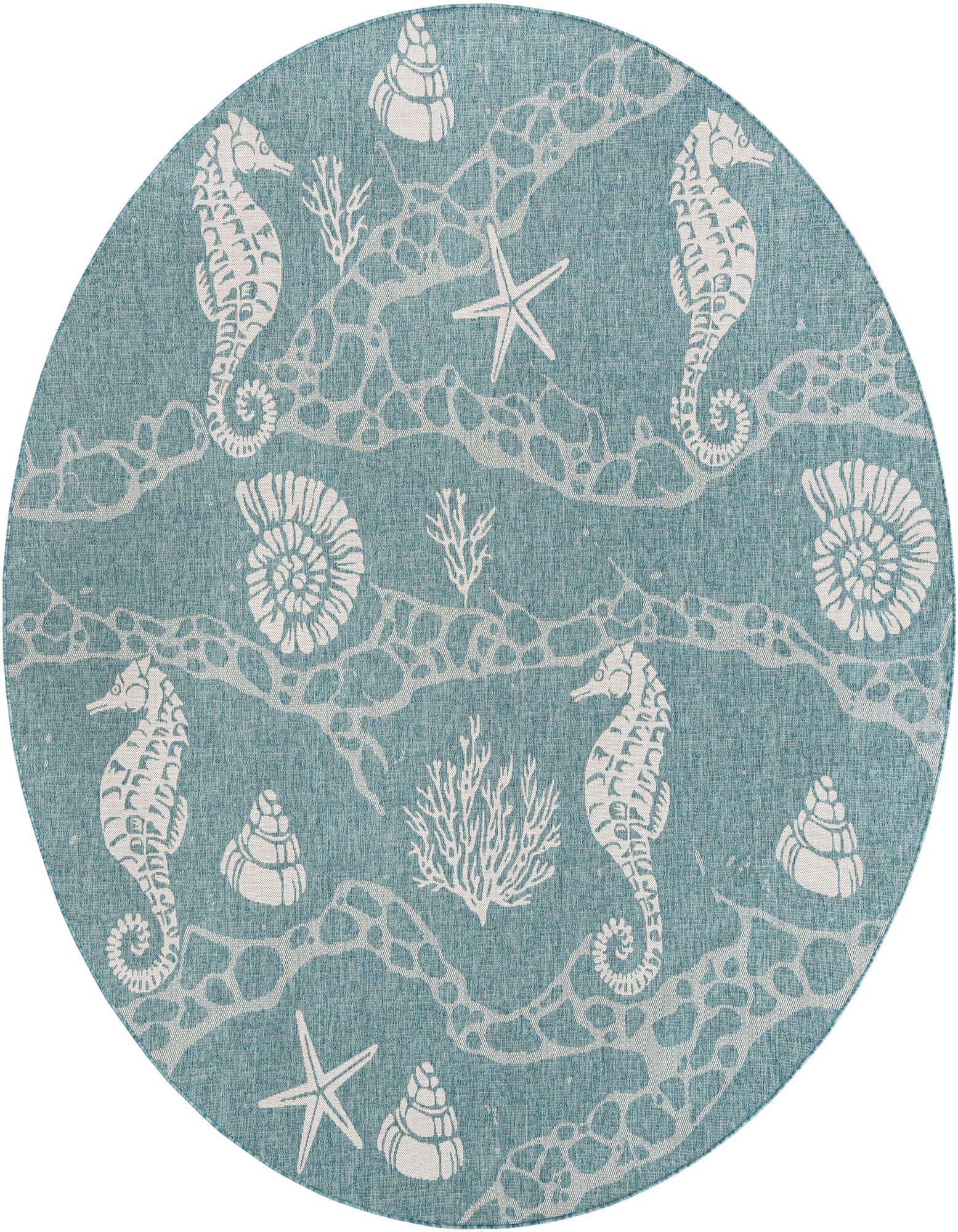 Primary image  10' x 10'  Washable Coastal Indoor / Outdoor Round Rug