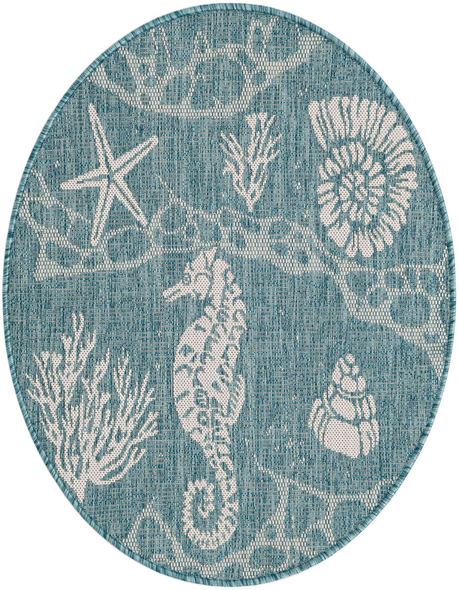 Primary image  3' x 3'  Washable Coastal Indoor / Outdoor Round Rug