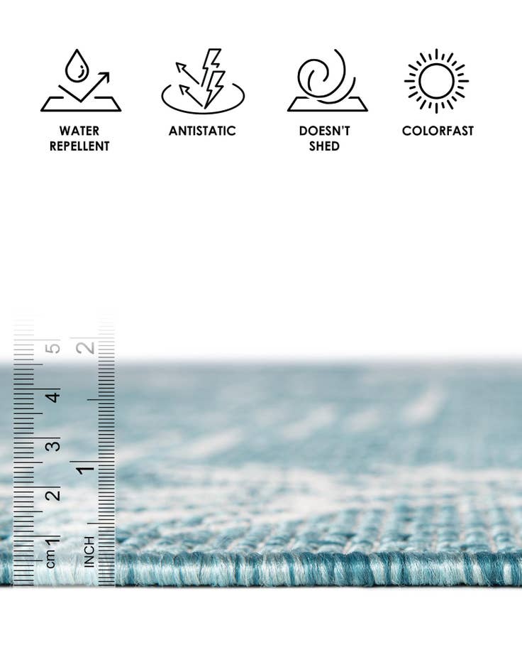 Detail image of  13' x 13'  Washable Coastal Indoor / Outdoor Round Rug