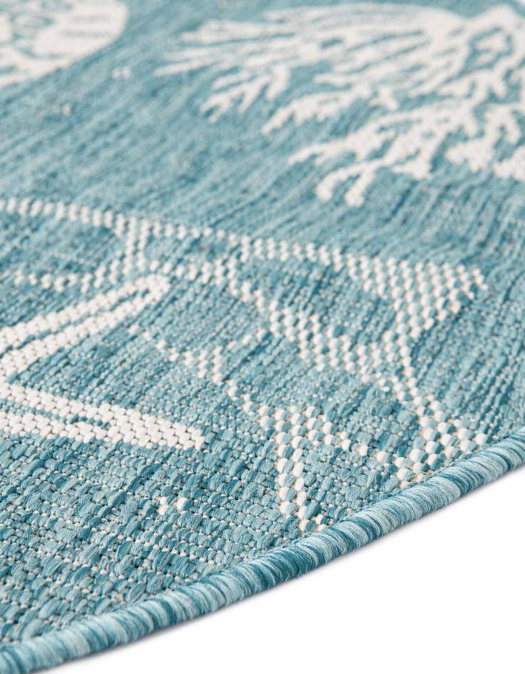 Detail image of  13' x 13'  Washable Coastal Indoor / Outdoor Round Rug