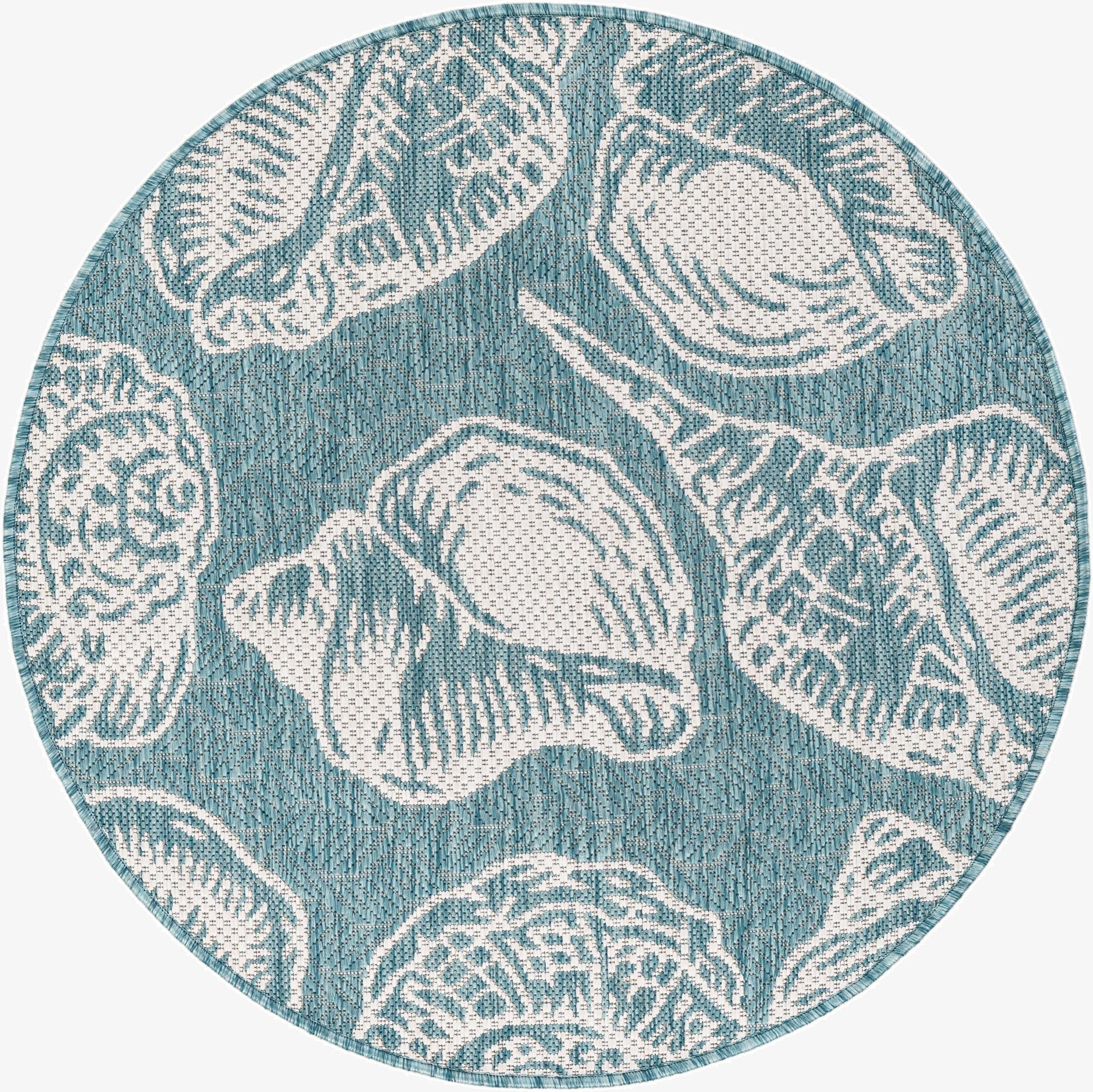  3' x 3'  Washable Coastal Indoor / Outdoor Round Rug