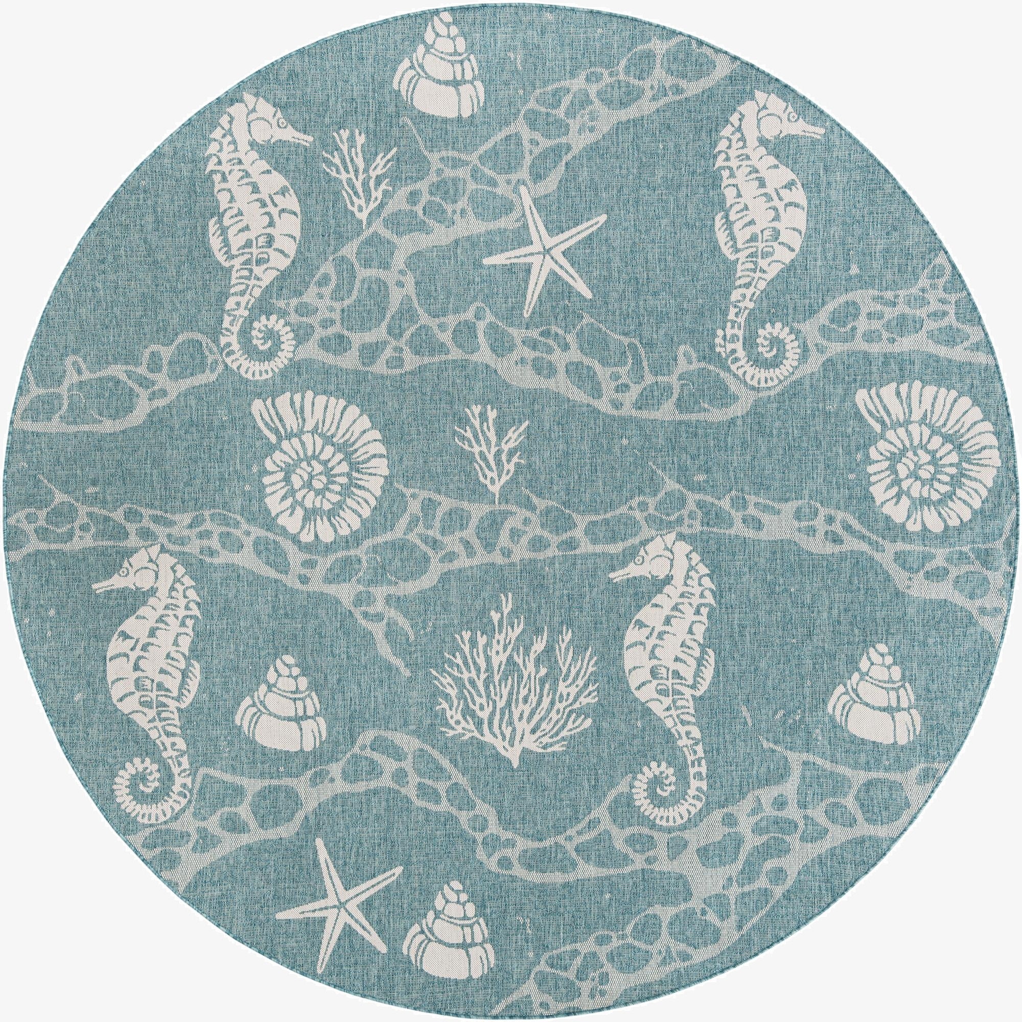 Primary image  10' x 10'  Washable Coastal Indoor / Outdoor Round Rug