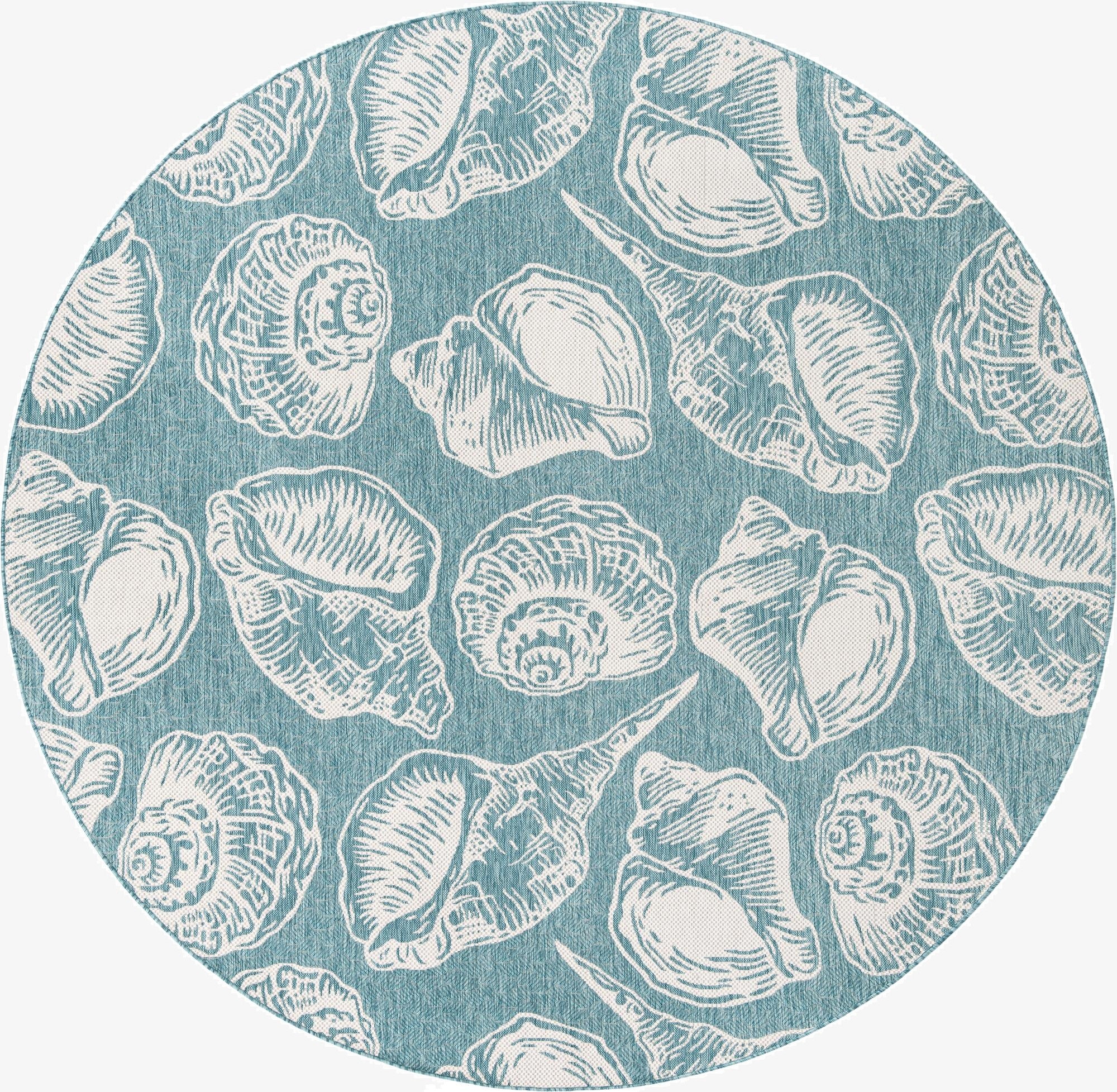  10' x 10'  Washable Coastal Indoor / Outdoor Round Rug