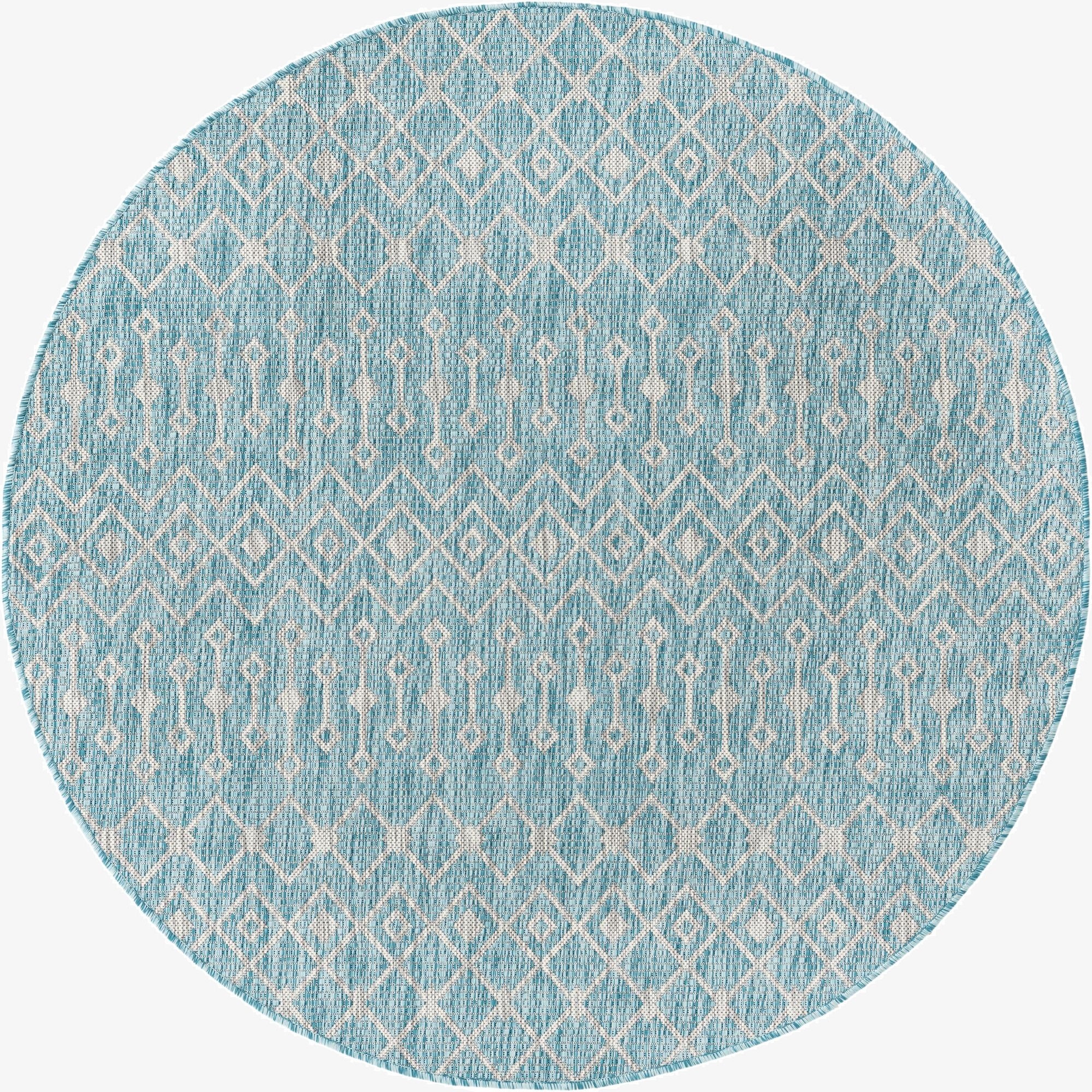  5' 3 x 5' 3  Washable Lattice Indoor / Outdoor Round Rug