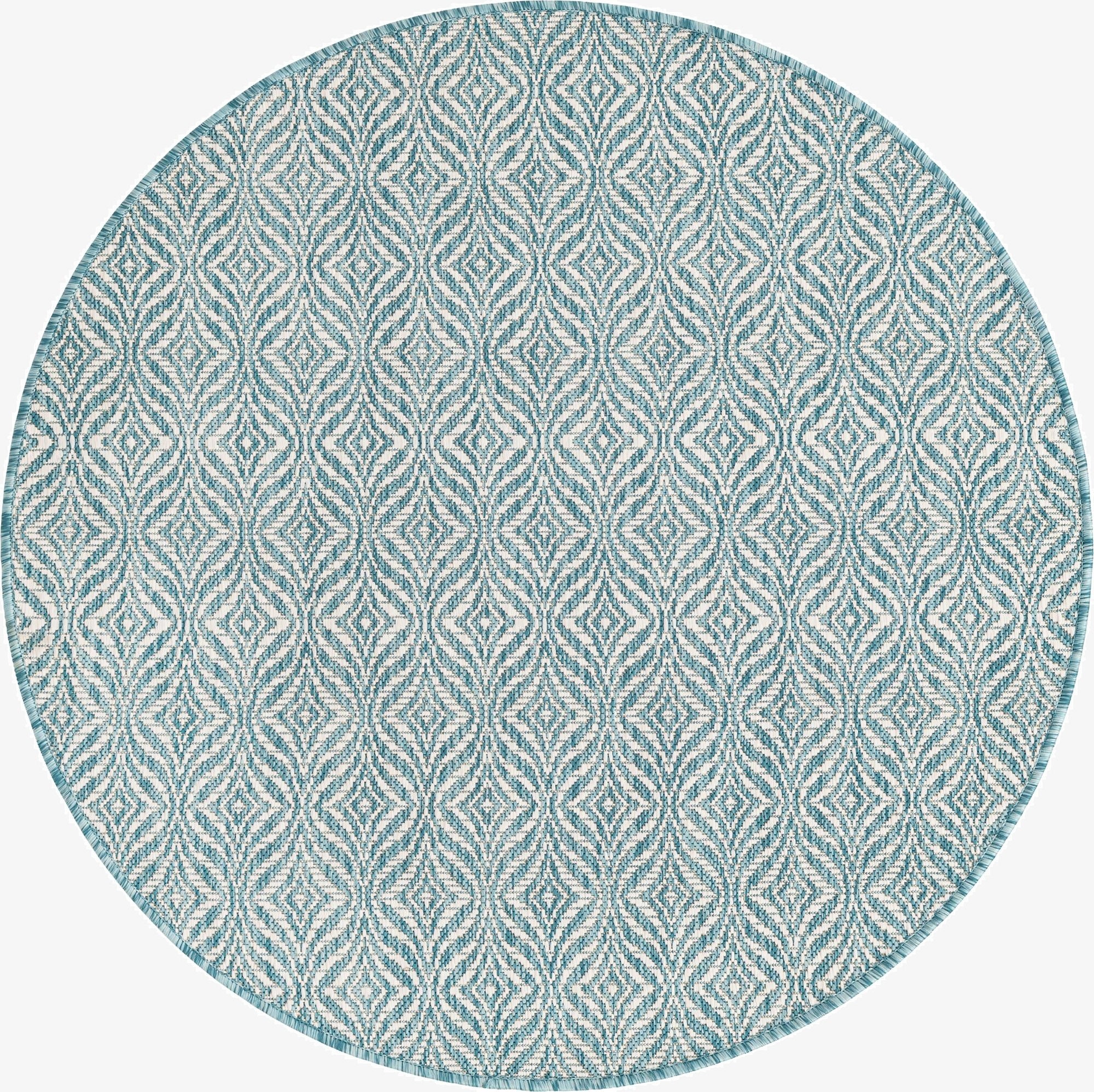  4' x 4'  Washable Lattice Indoor / Outdoor Round Rug