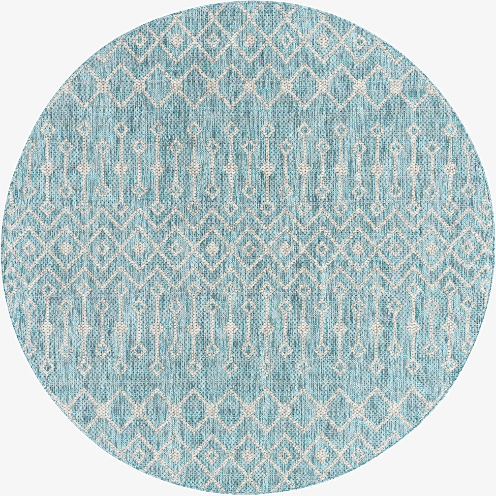  7' 10 x 7' 10  Washable Lattice Indoor / Outdoor Round Rug