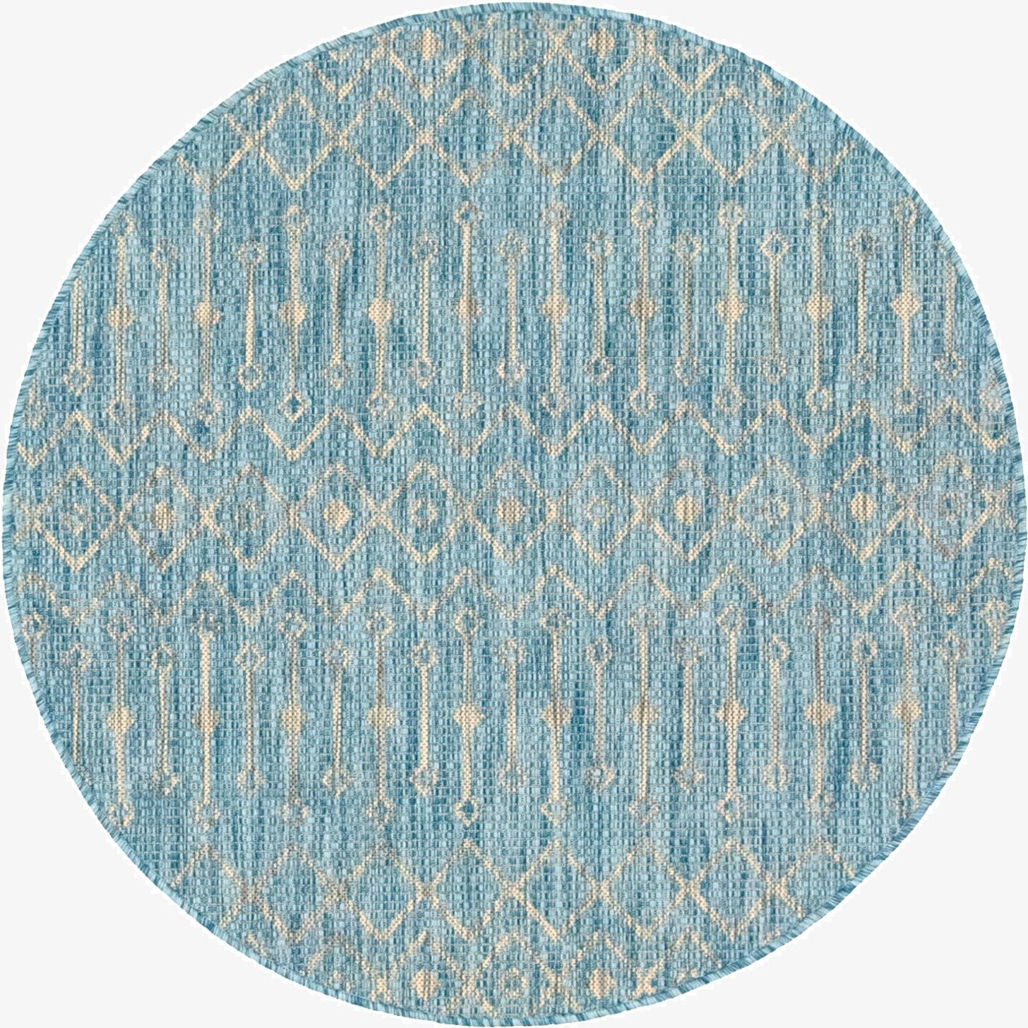  4' x 4'  Washable Lattice Indoor / Outdoor Round Rug