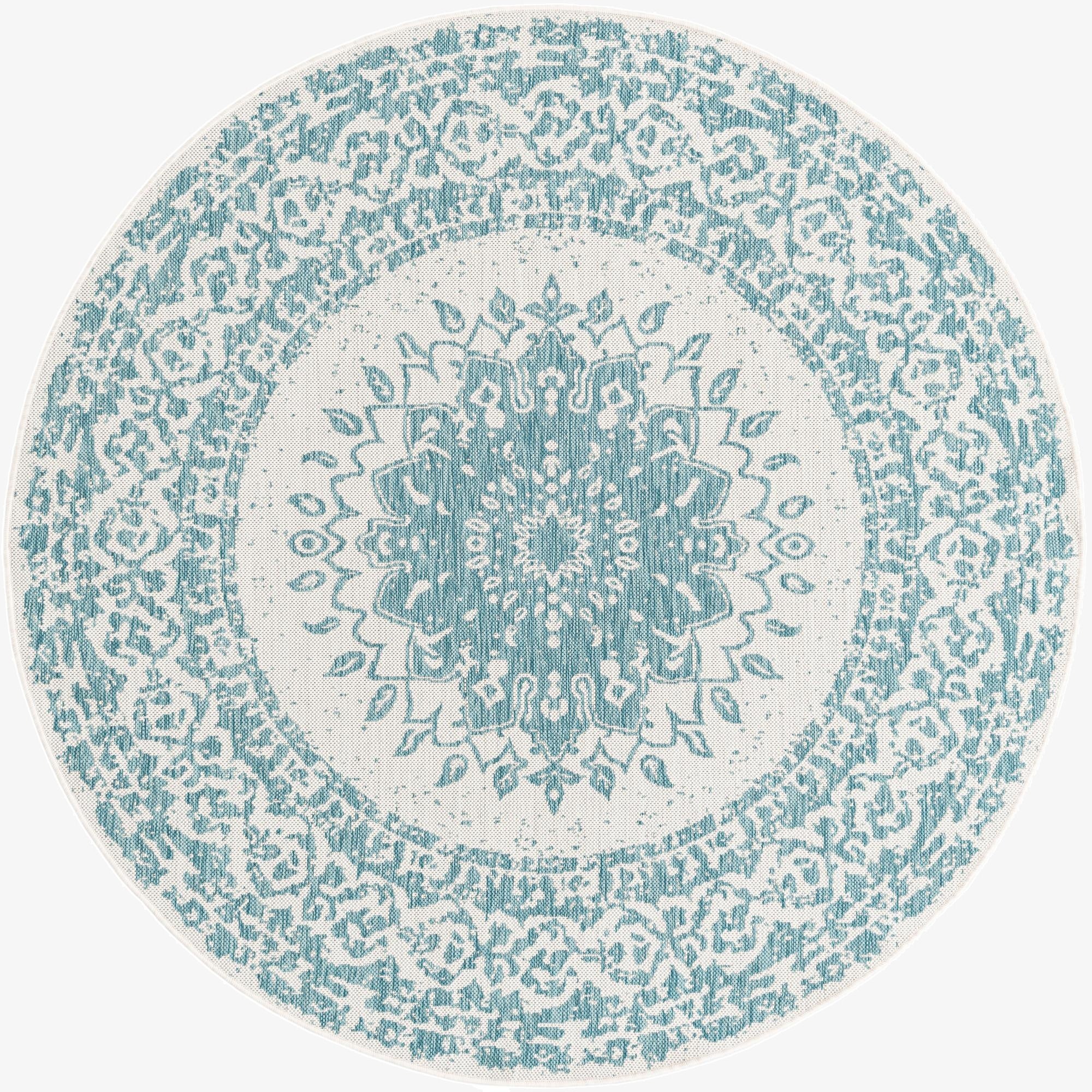  6' x 6'  Washable Traditional Indoor / Outdoor Round Rug