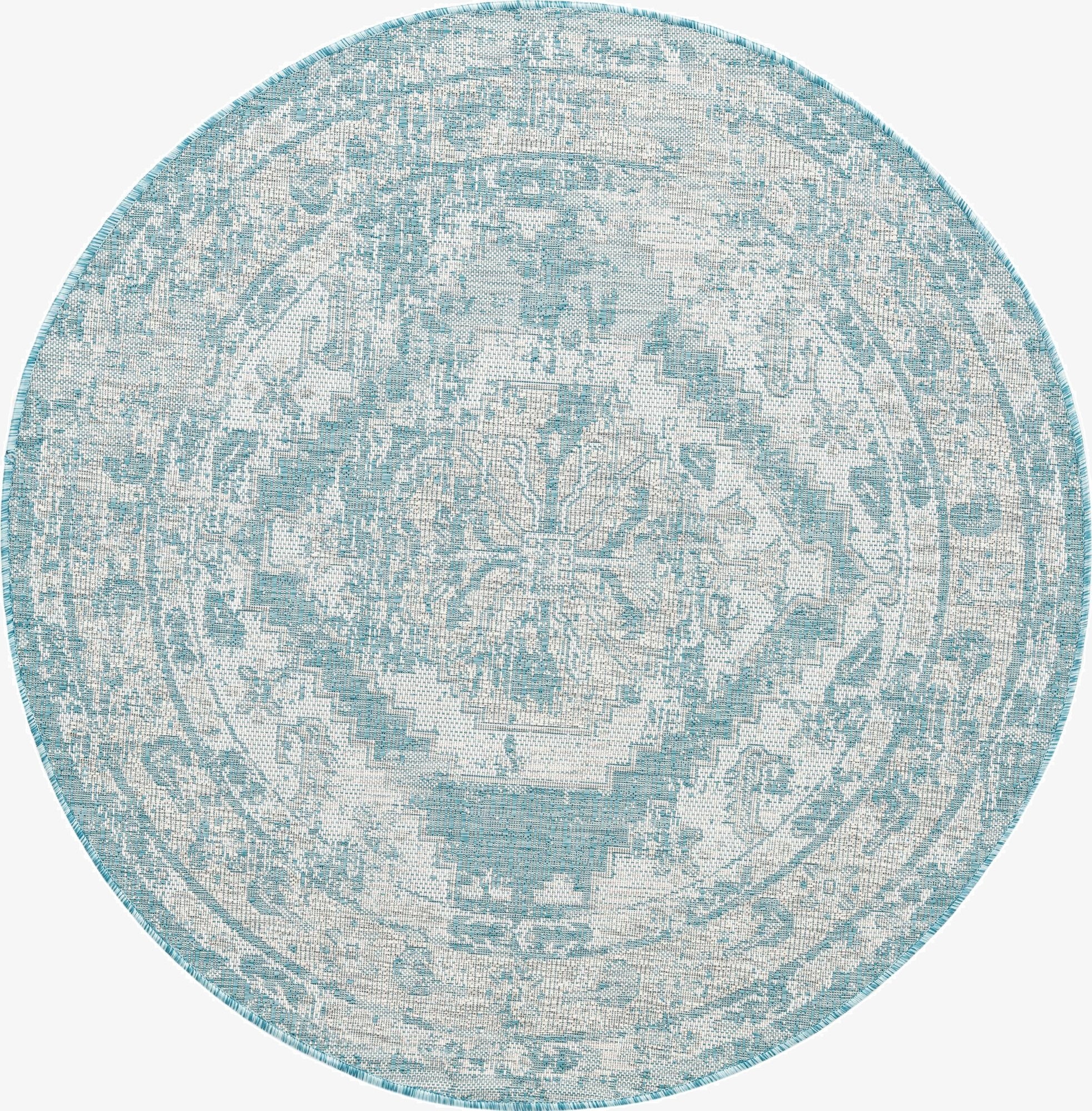  5' 3 x 5' 3  Washable Traditional Indoor / Outdoor Round Rug