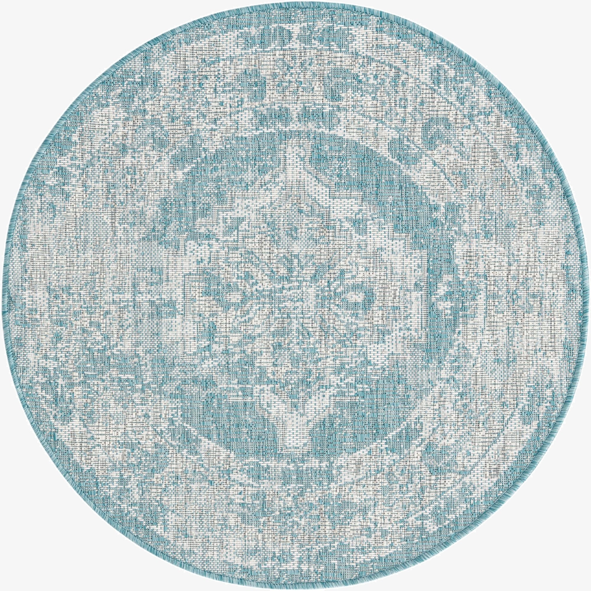 3' x 3'  Washable Traditional Indoor / Outdoor Round Rug