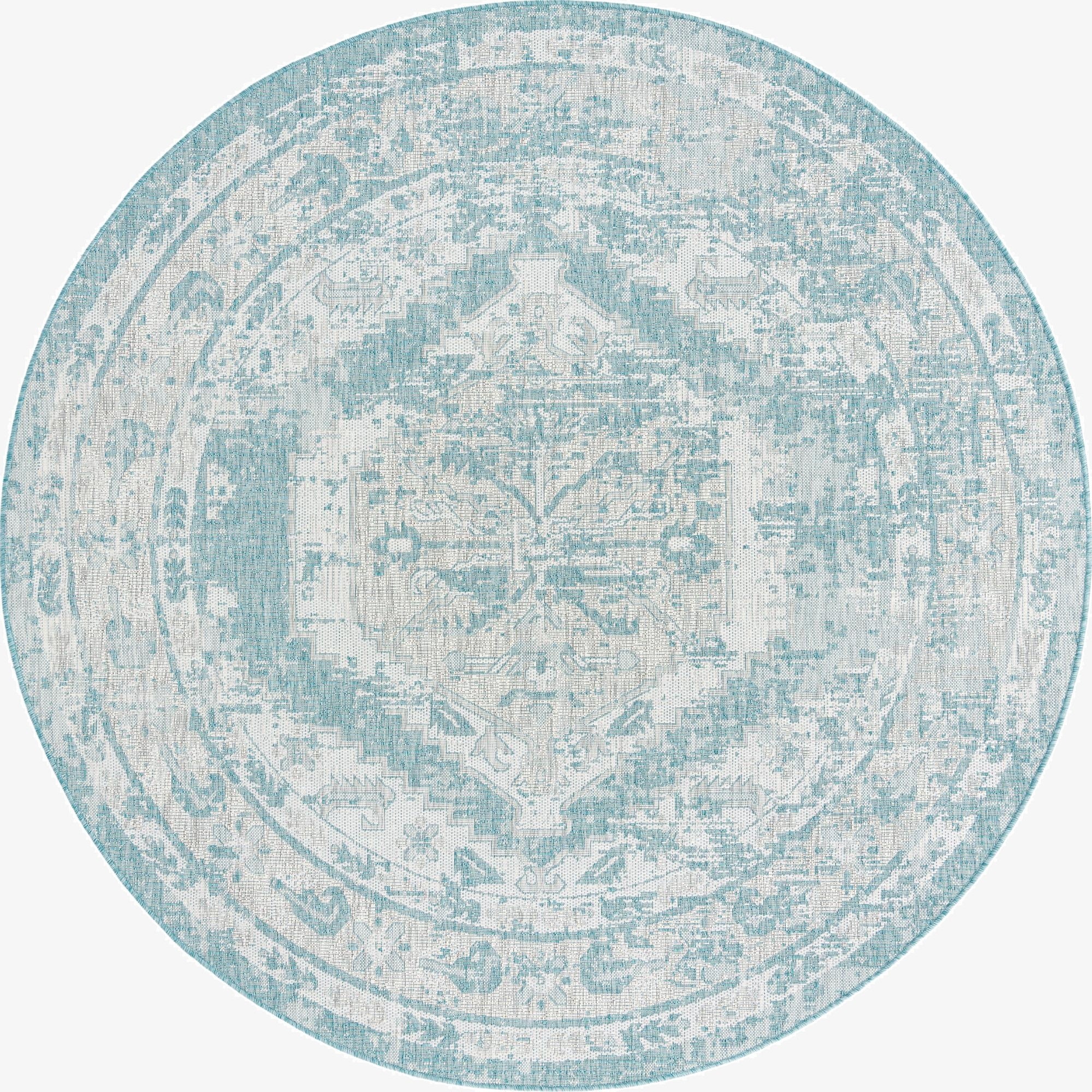  7' 10 x 7' 10  Washable Traditional Indoor / Outdoor Round Rug