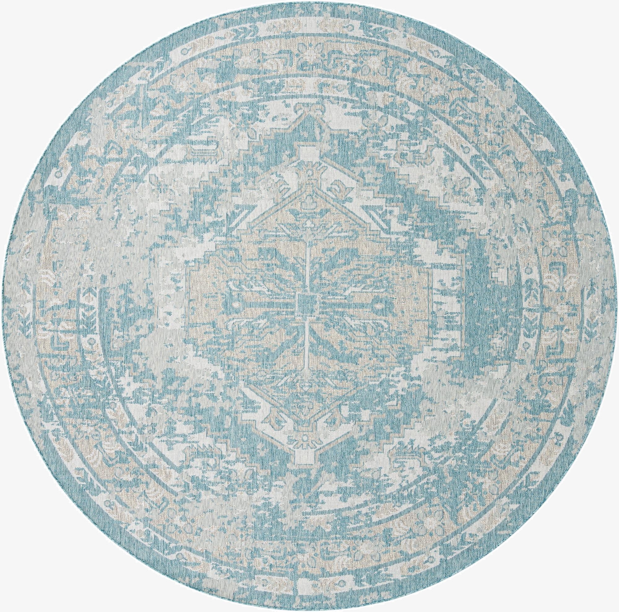  10' x 10'  Washable Traditional Indoor / Outdoor Round Rug