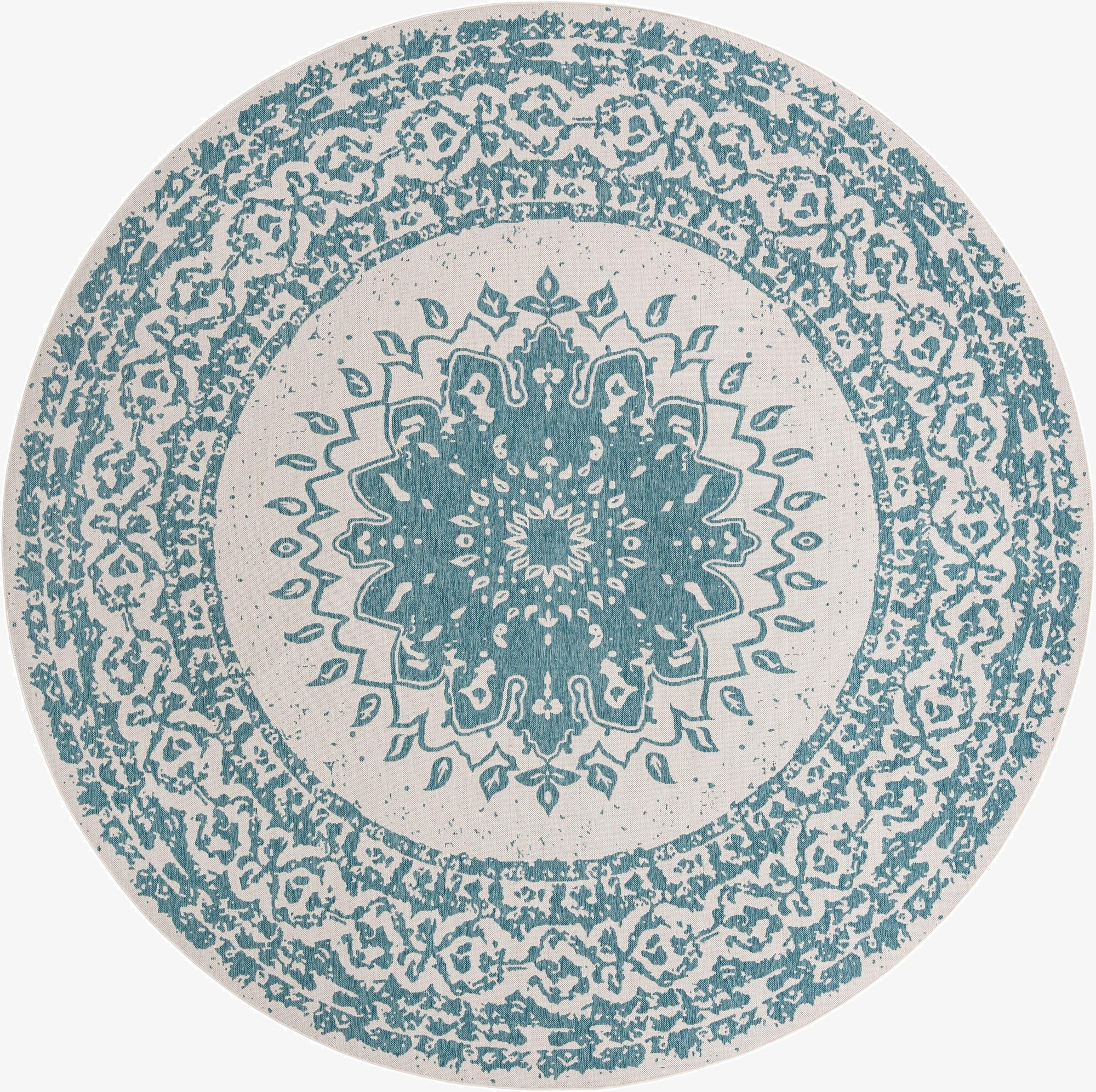  13' x 13'  Washable Traditional Indoor / Outdoor Round Rug