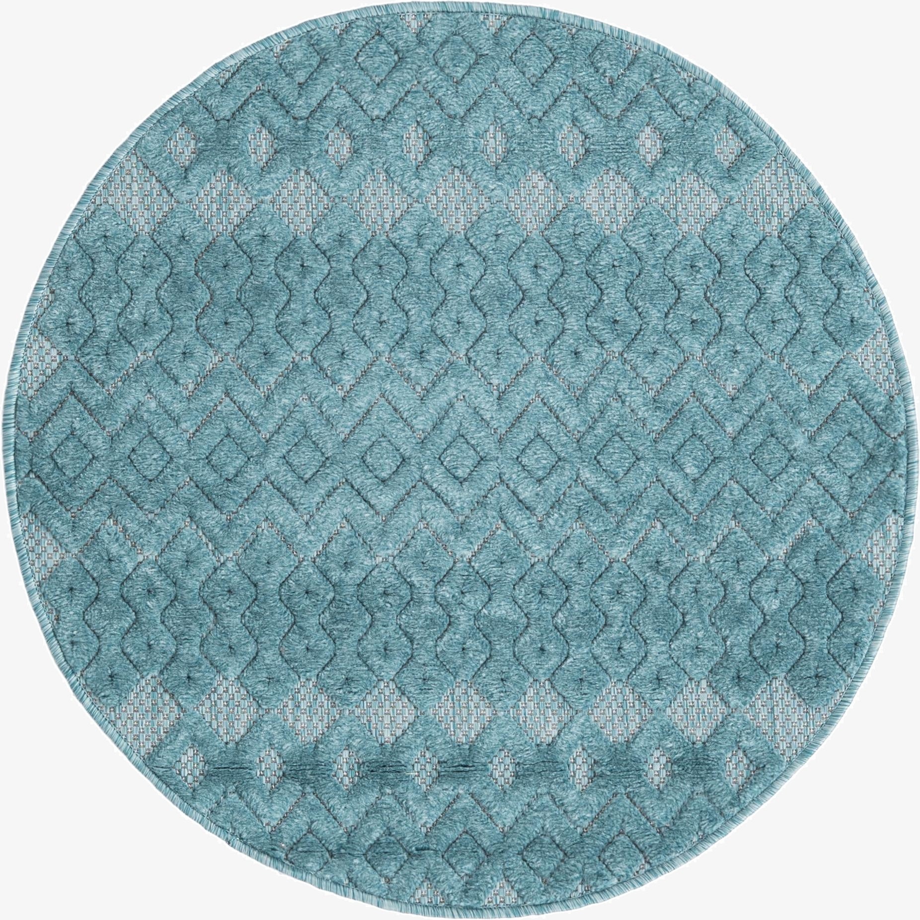  3' x 3'  Washable Trellis Textured Indoor / Outdoor Round Rug