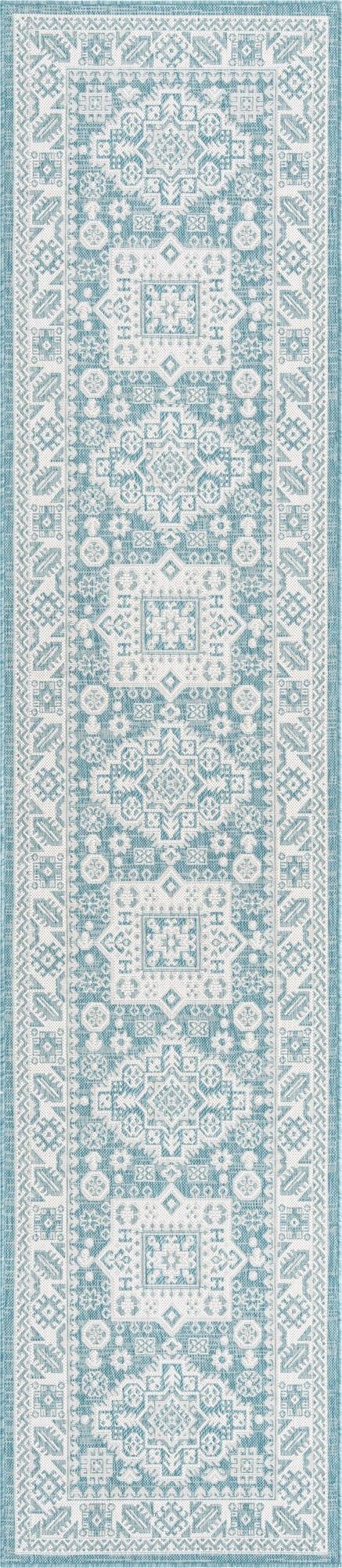  2' 7 x 12'  Washable Aztec Indoor / Outdoor Runner Rug